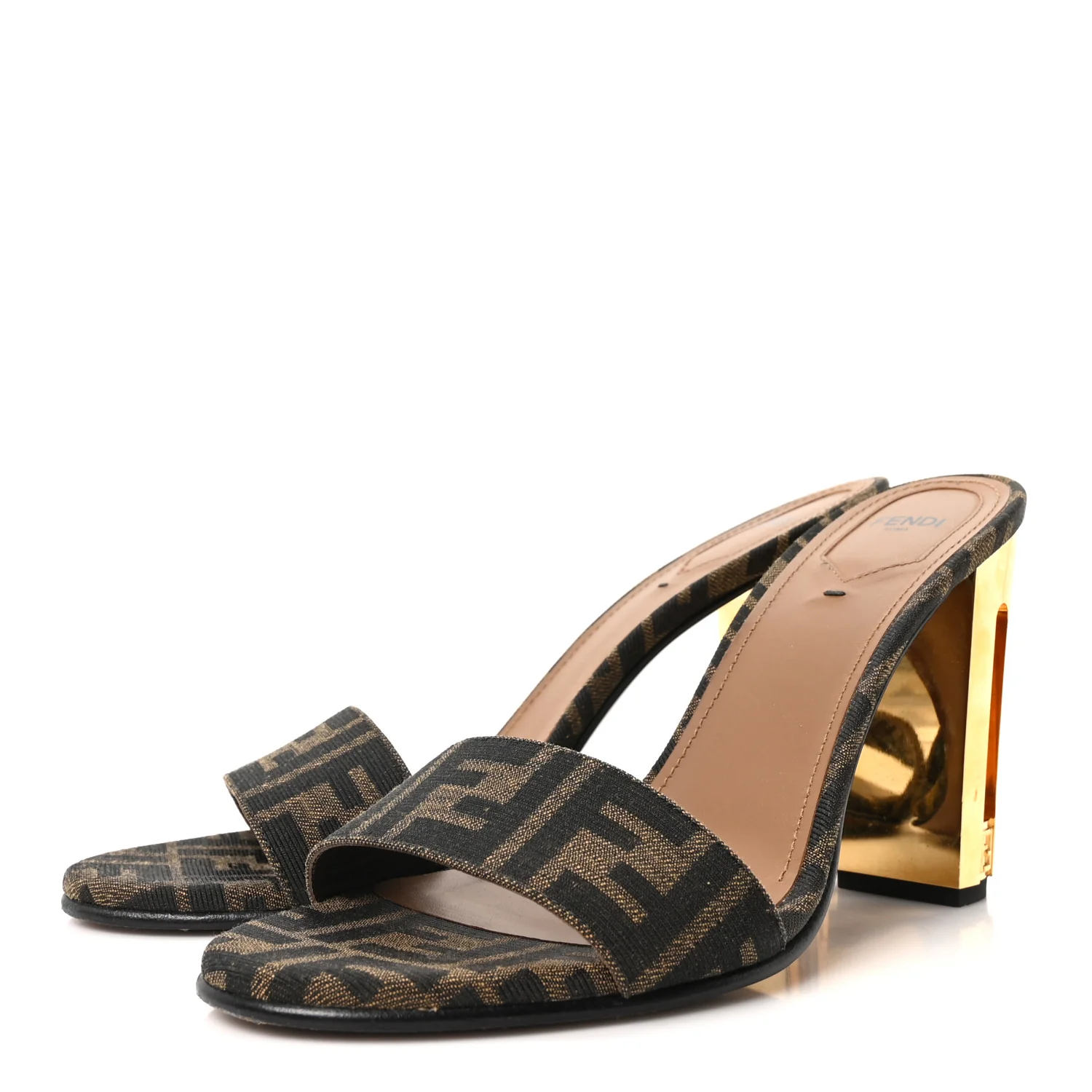 Fabric Jacquard FF Delfina Sandals 41 Tobacco Moro - Image 6