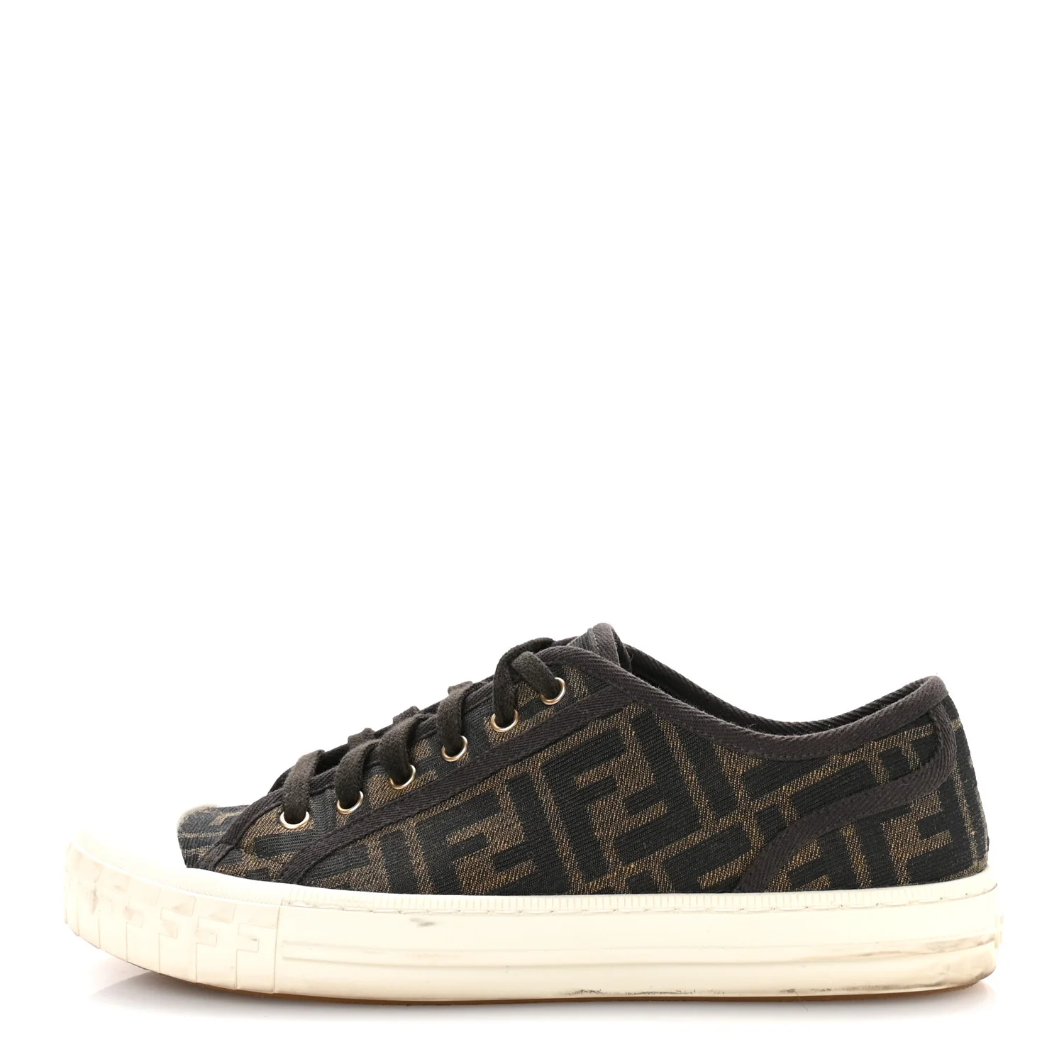 Fabric Jacquard FF Womens Domino Low Top Sneakers 40 Tobacco