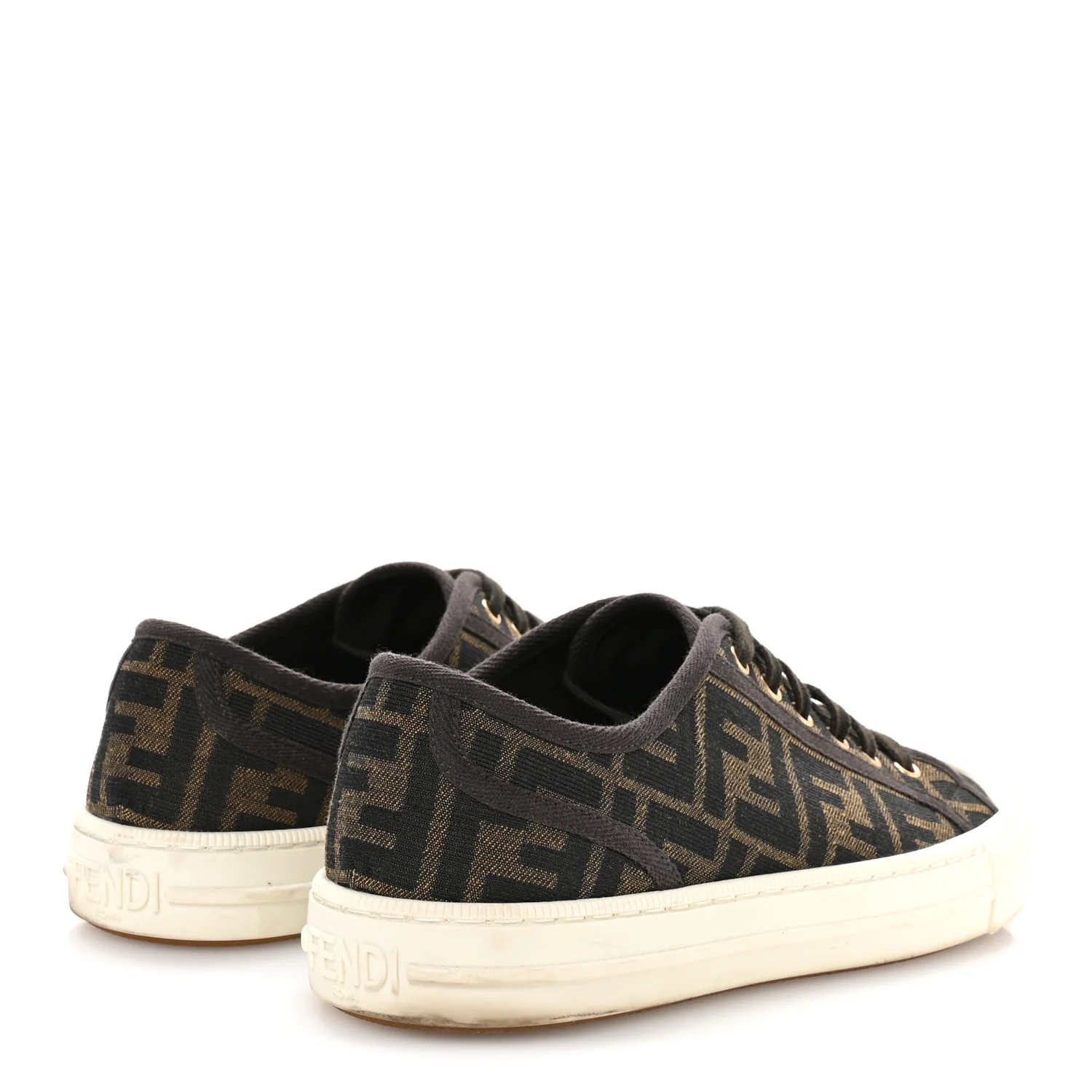 Fabric Jacquard FF Womens Domino Low Top Sneakers 40 Tobacco - Image 5