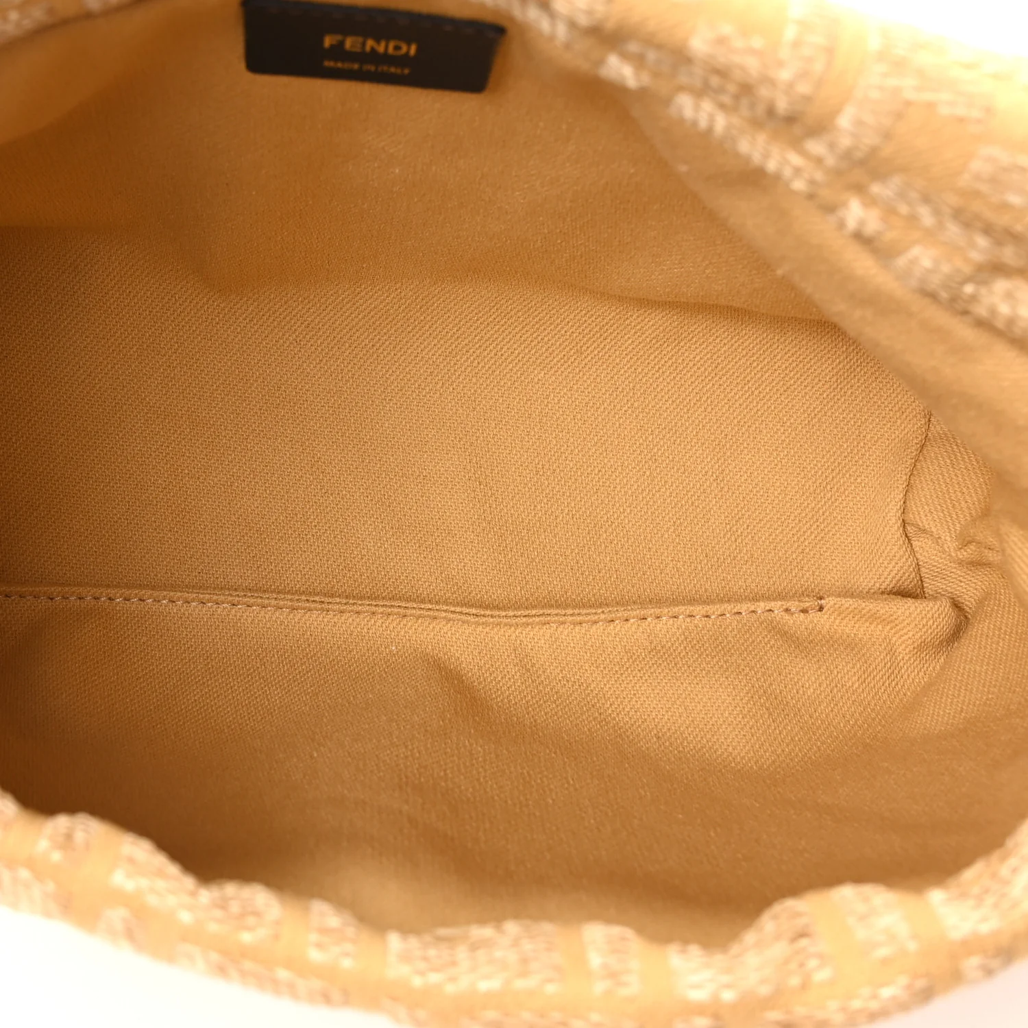 Fabric Jacquard Raffia Straw Fringe Medium Mamma Baguette Beige - Image 8