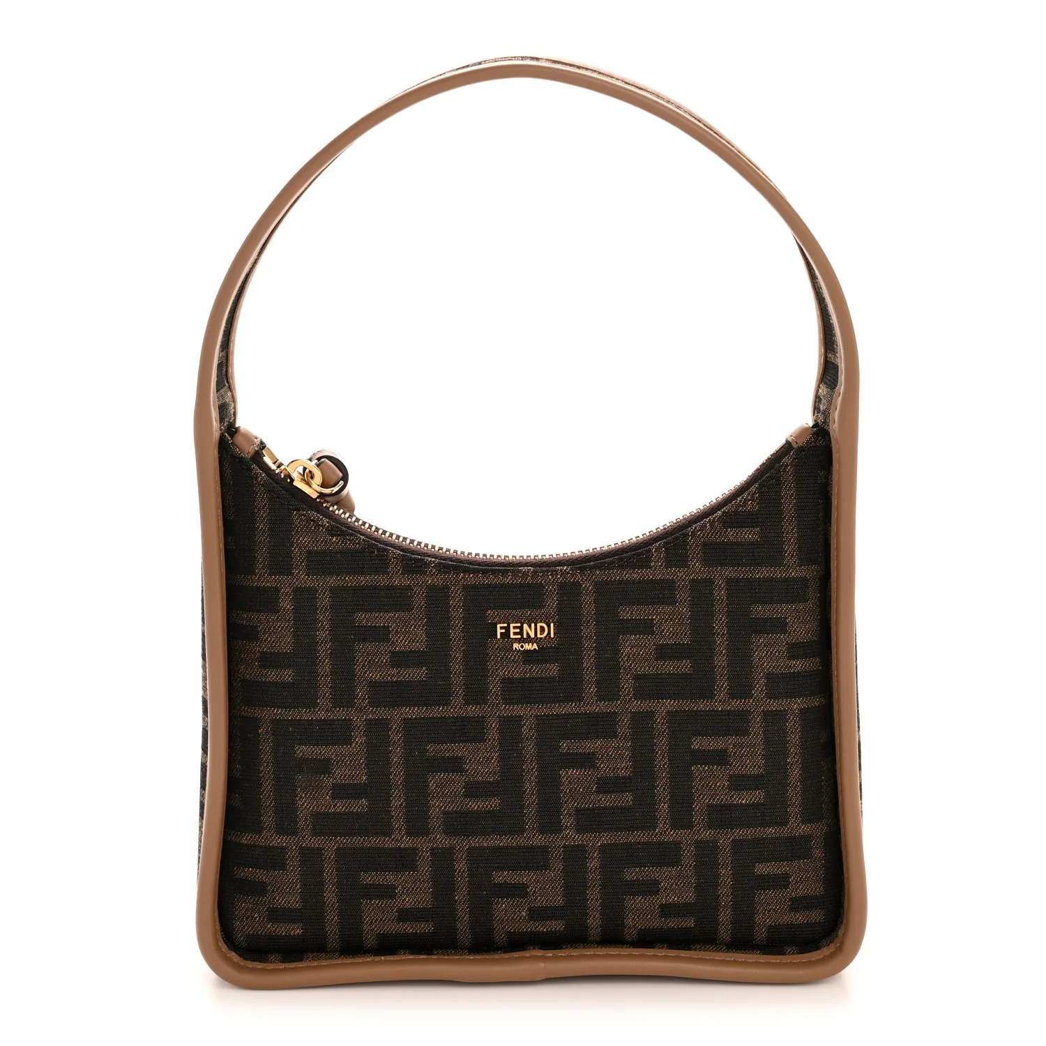 Fabric Jacquard Vitello Grace FF 1974 Mini Fendessence Shoulder Bag Tobacco Moro Ebano
