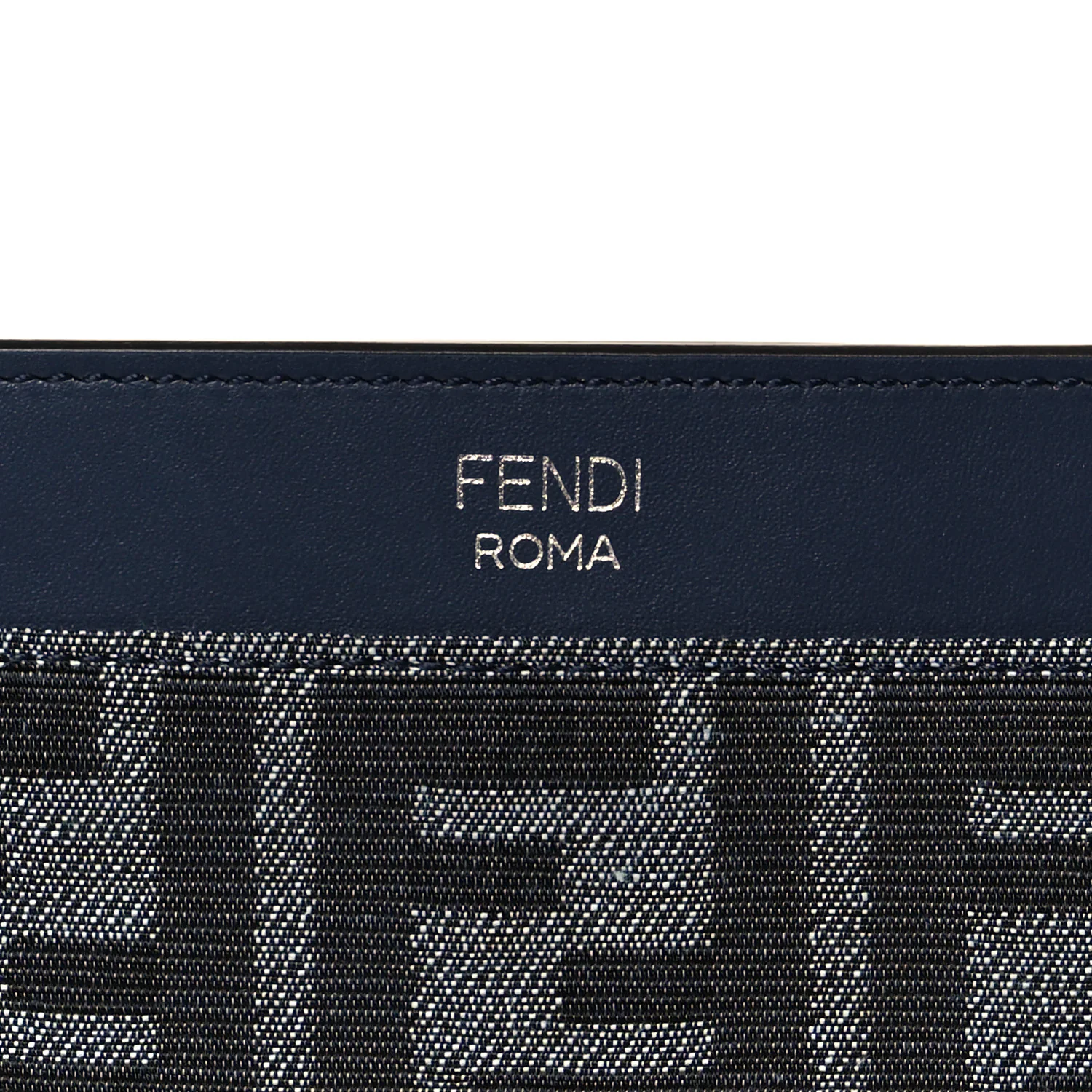 Fabric Jacquard Vitello King FF 1974 Clutch Bag Denim Blue Midnight - Image 9