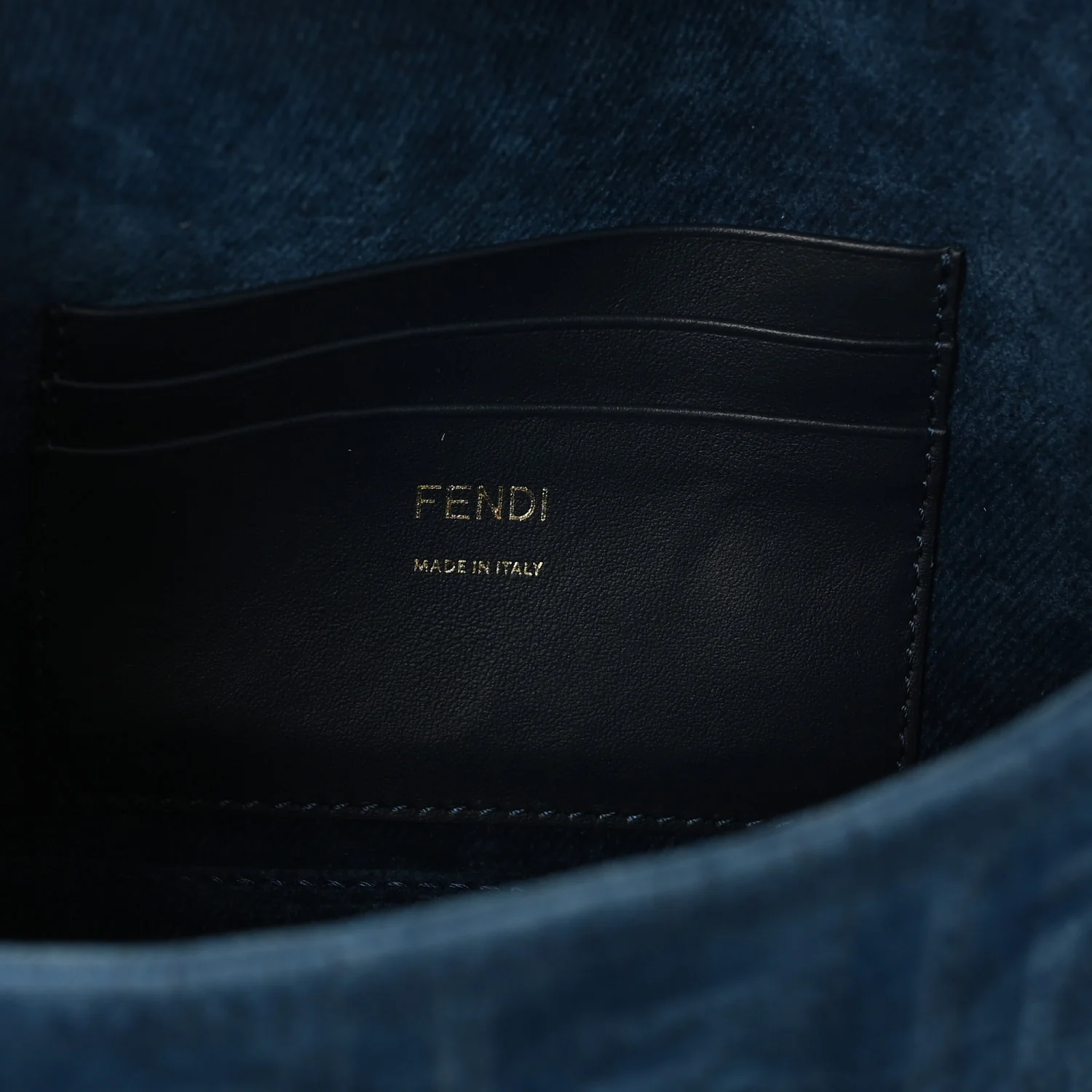 Flocked Denim FF Mini Baguette Blue Abyss - Image 6