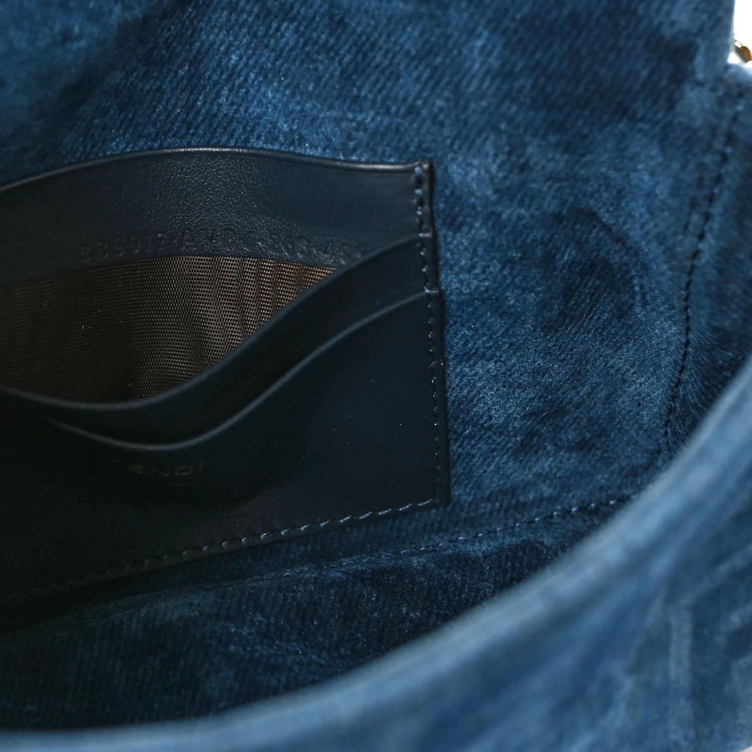 Flocked Denim FF Mini Baguette Blue Abyss - Image 7