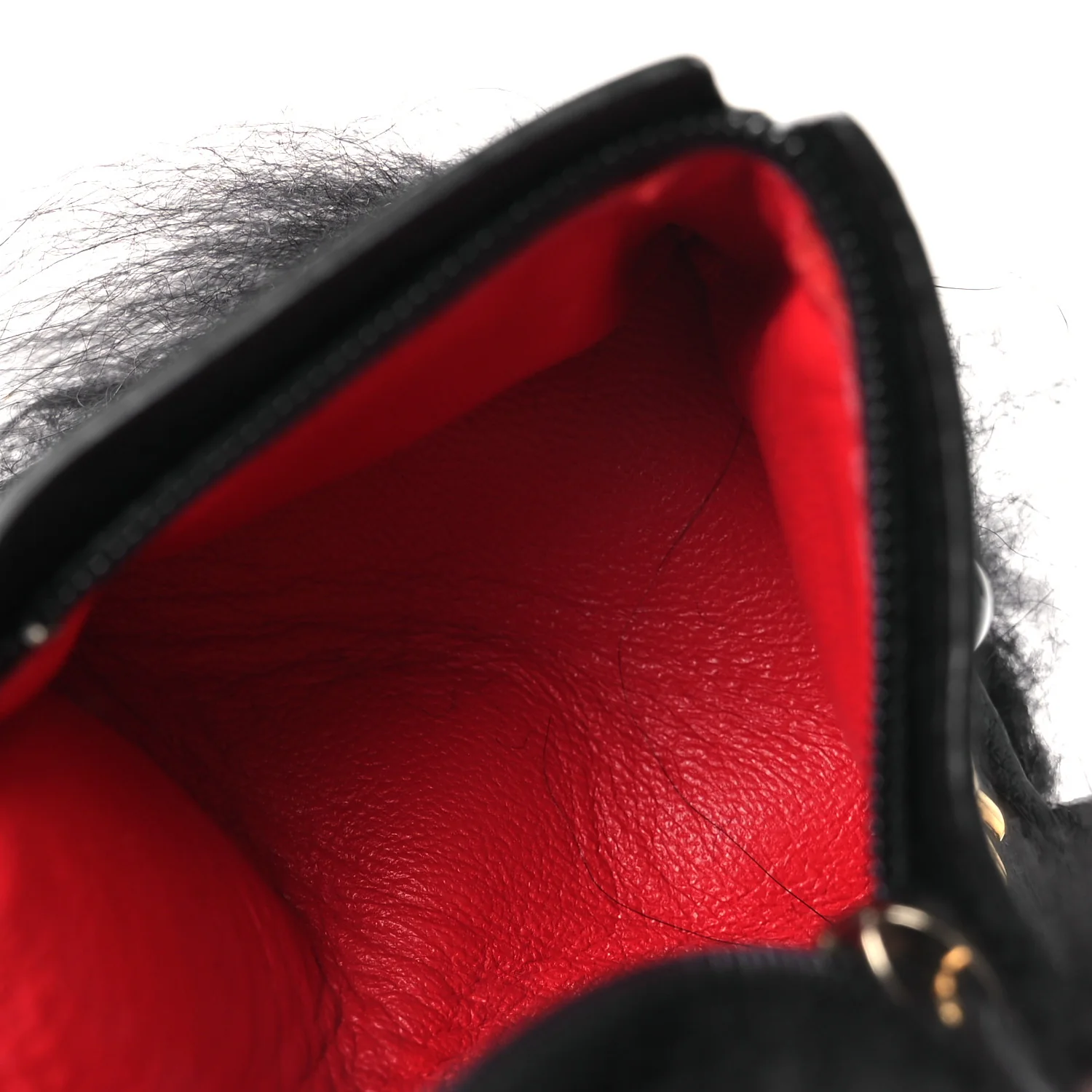 Fox Fur Calfskin Hypnoteyes Coin Purse Bag Bug Charm Black - Image 3