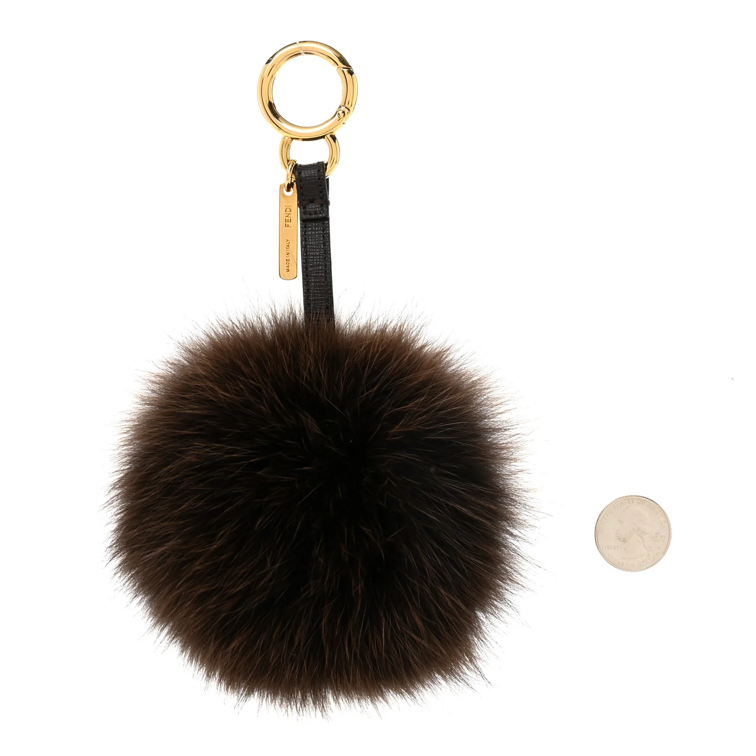 Fox Fur Vitello Elite Pom Pom Bag Charm Moro - Image 2
