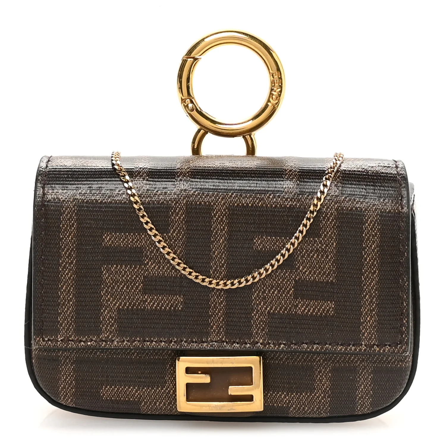 Glazed Fabric FF 1974 Nano Baguette Charm Mogano Panna