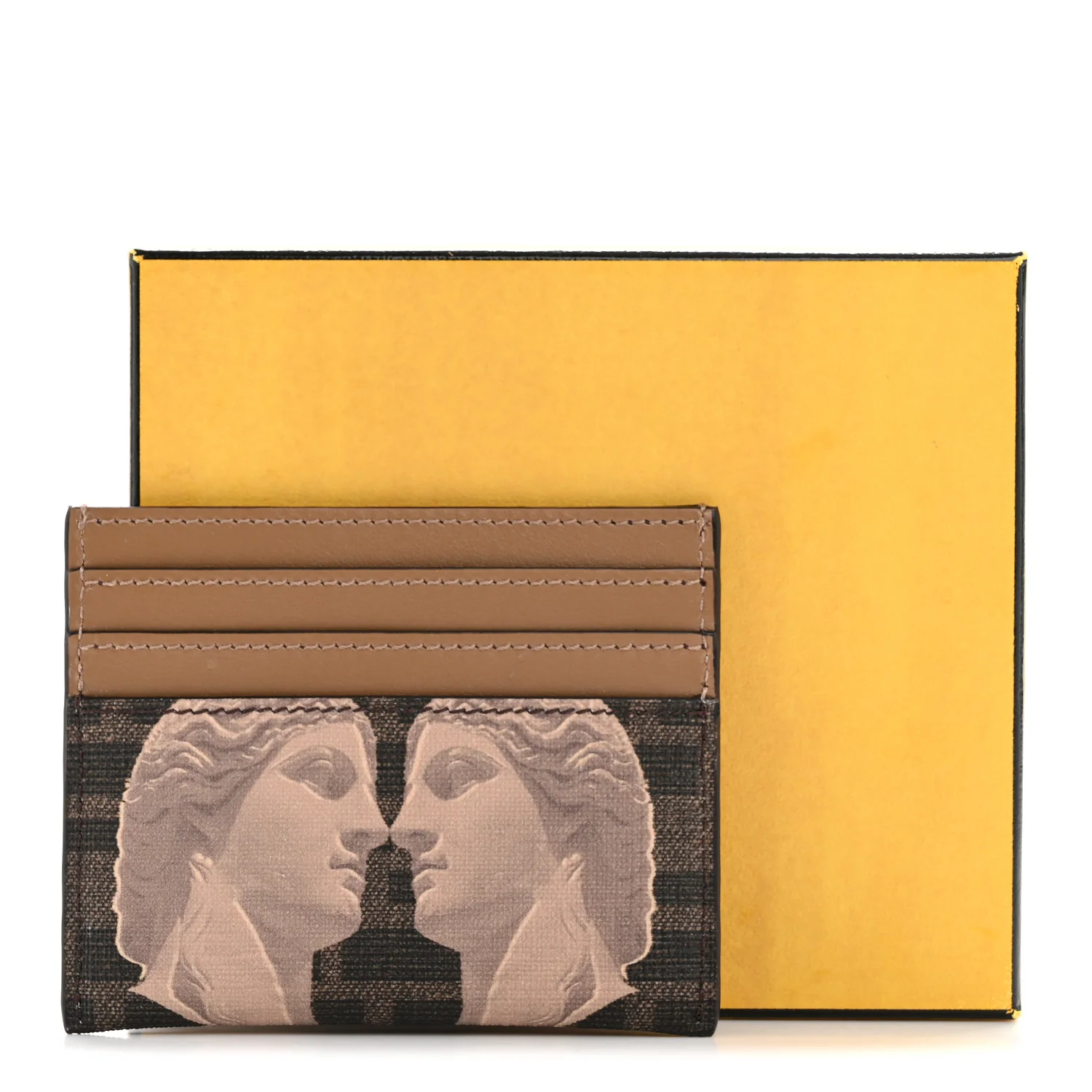 Glazed Fabric Vitello FF 1974 Statue Card Holder Moro Sand - Image 10