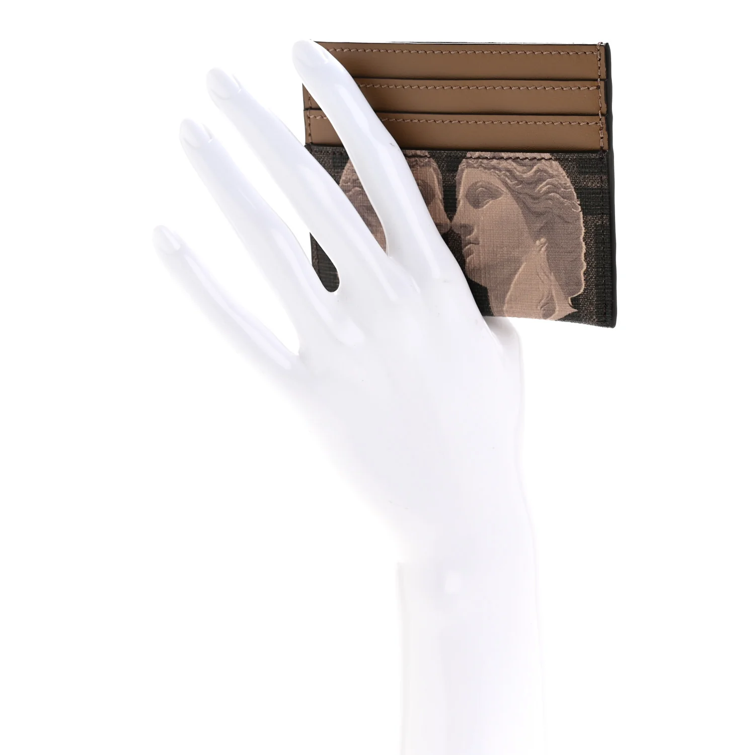 Glazed Fabric Vitello FF 1974 Statue Card Holder Moro Sand - Image 2