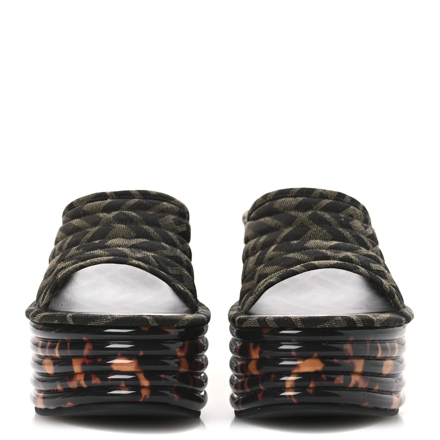 Jacquard FF Promenade Flatform Slide Sandals 39.5 Tobacco Tortoise - Image 3