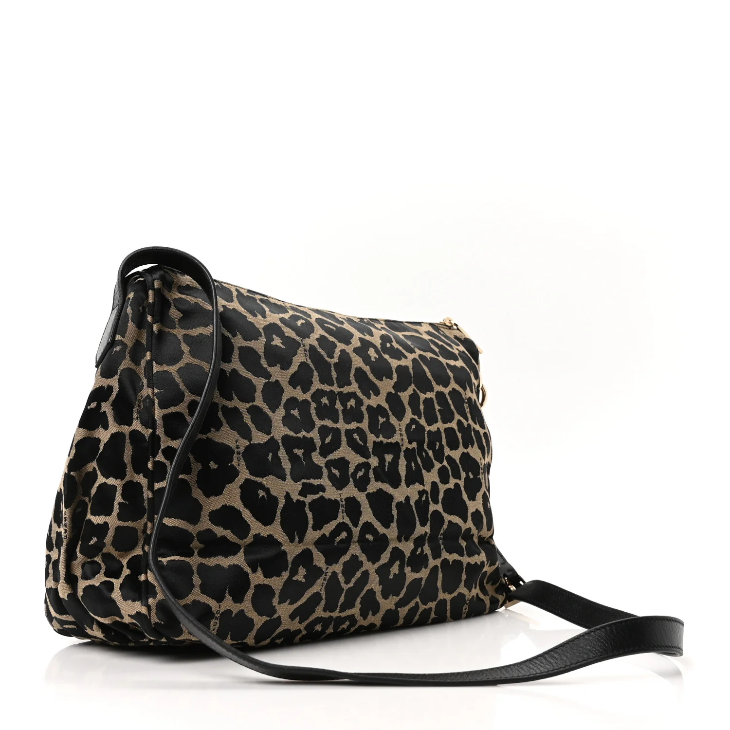 Jacquard Leopard Print Mia Shoulder Bag Taupe Black - Image 3