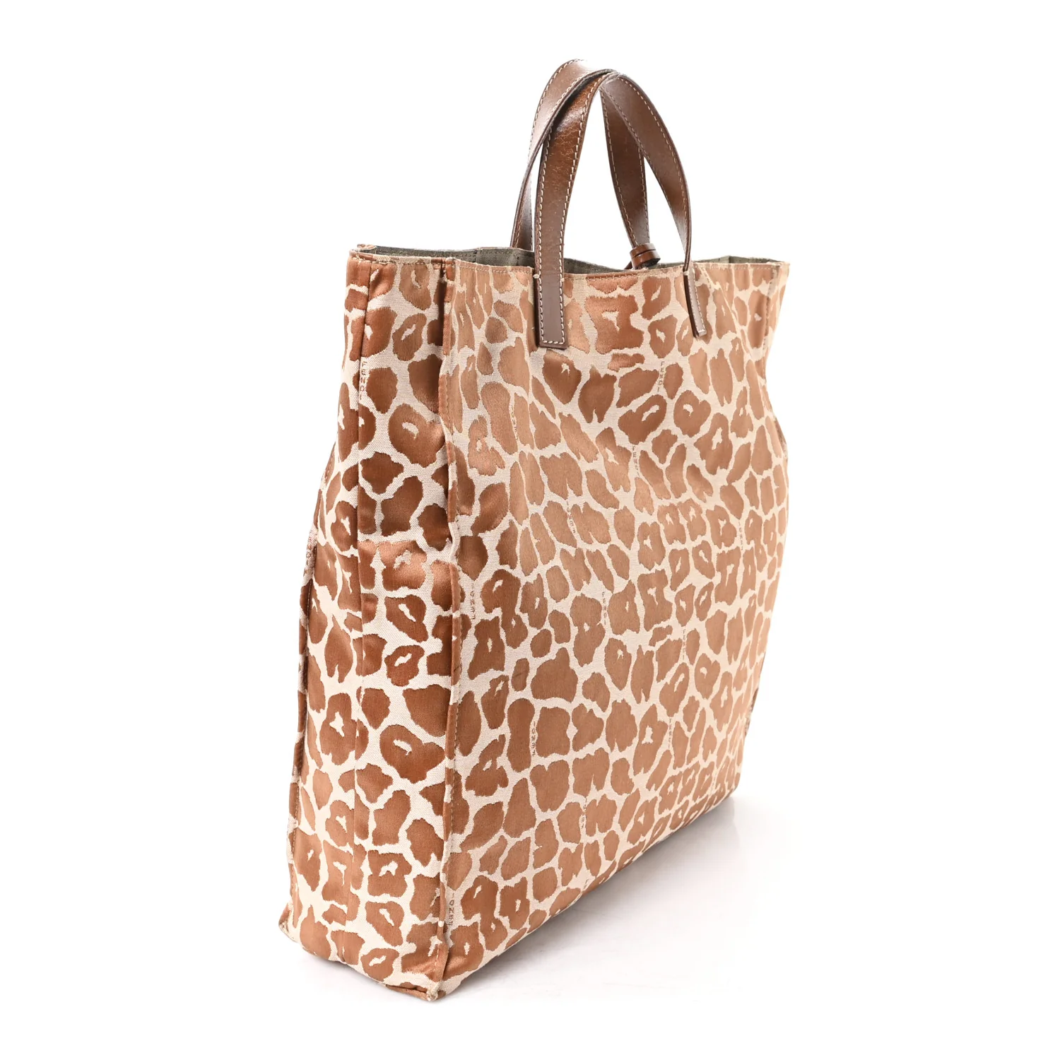 Jacquard Leopard Print Shopping Tote Brown - Image 3
