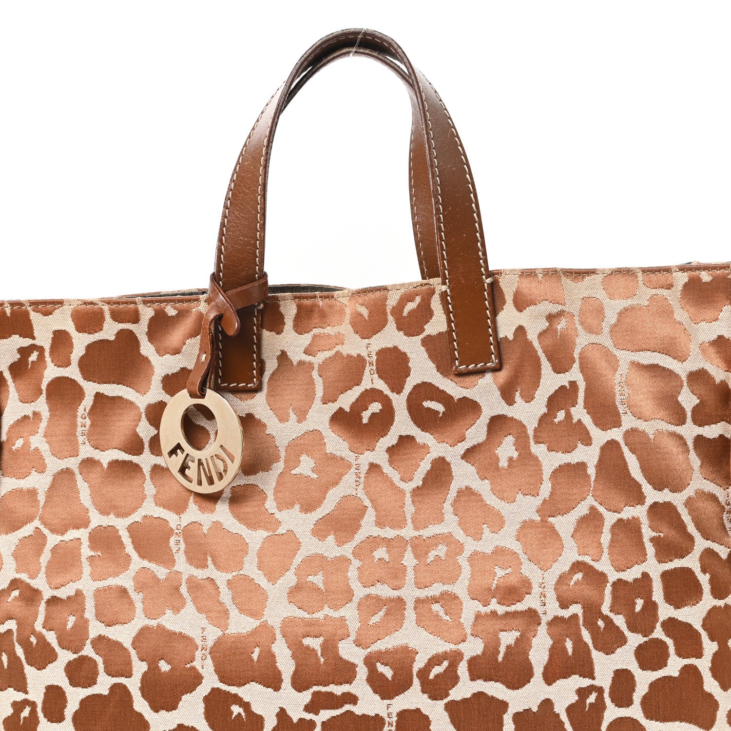 Jacquard Leopard Print Shopping Tote Brown - Image 8
