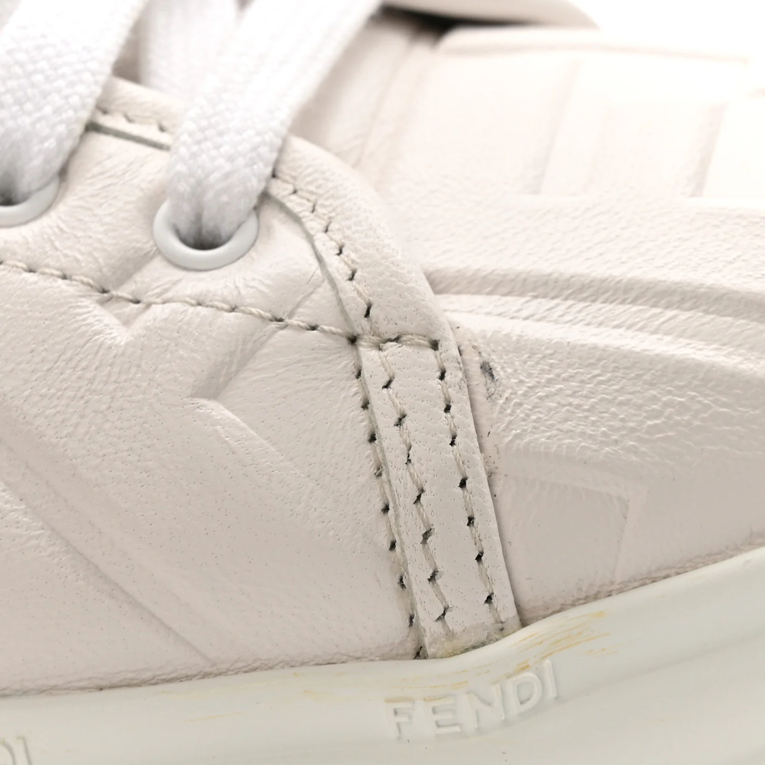 Lambksin FF Embossed Rise Low Top Sneakers 36.5 Ultra White - Image 27
