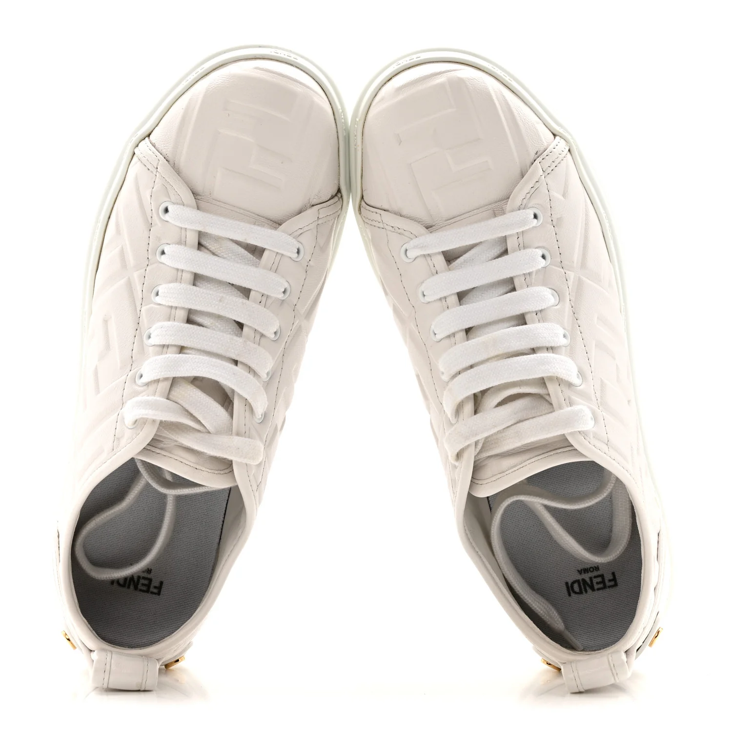Lambksin FF Embossed Rise Low Top Sneakers 36.5 Ultra White - Image 3