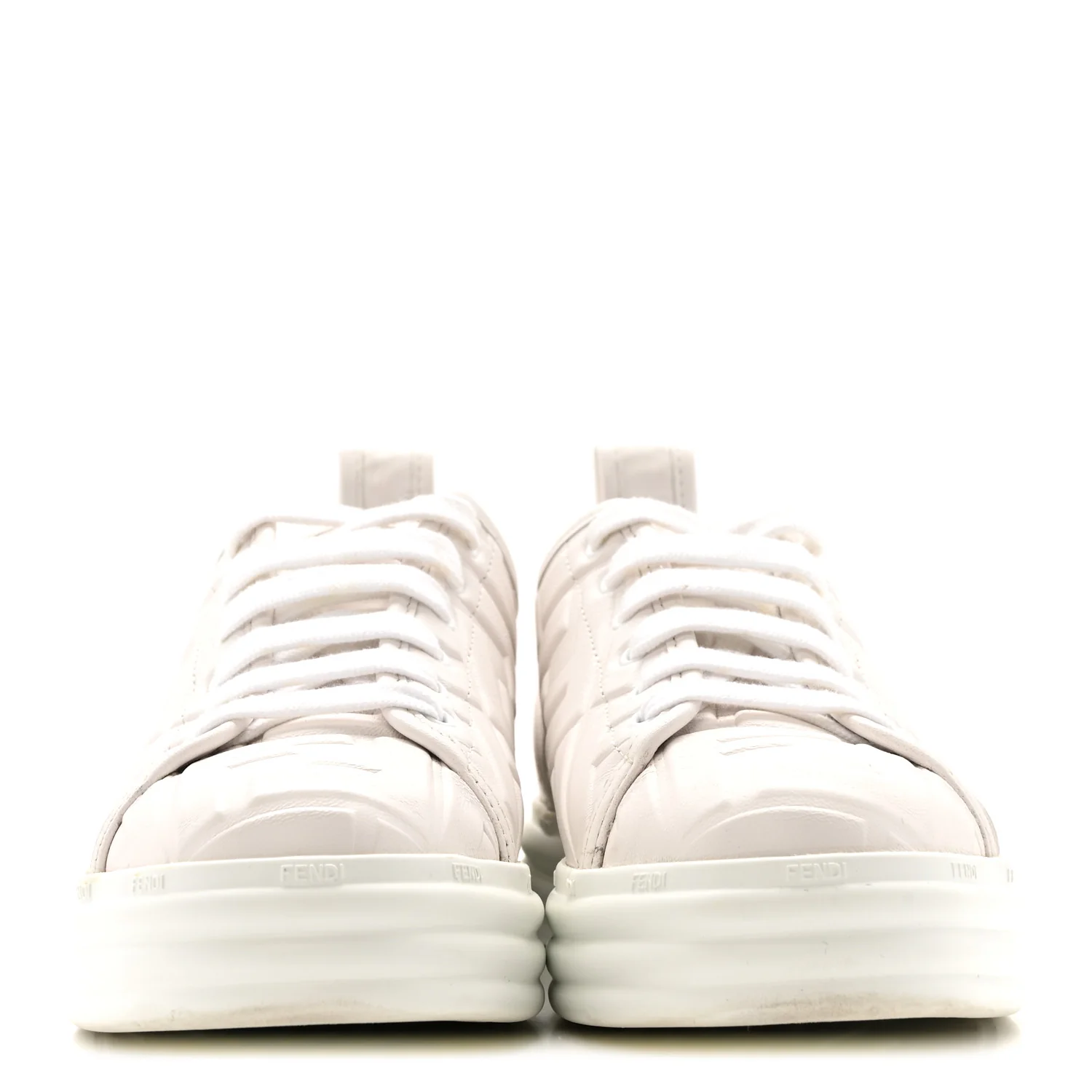 Lambksin FF Embossed Rise Low Top Sneakers 36.5 Ultra White - Image 4