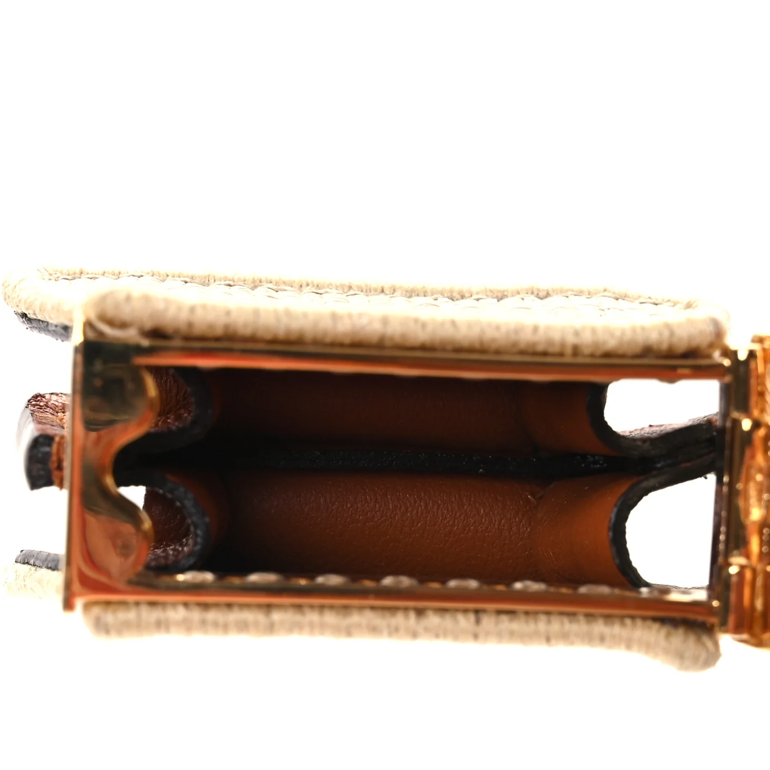 Lambskin Fendiroma Peekaboo Key Case Ecru Brandy - Image 3