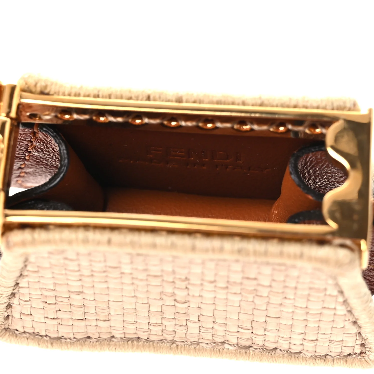 Lambskin Fendiroma Peekaboo Key Case Ecru Brandy - Image 4