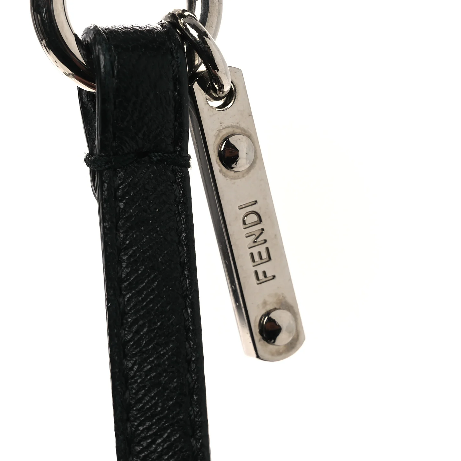 Lambskin Fox Fur Super Karlito Pom Pom Bag Charm Black White - Image 3