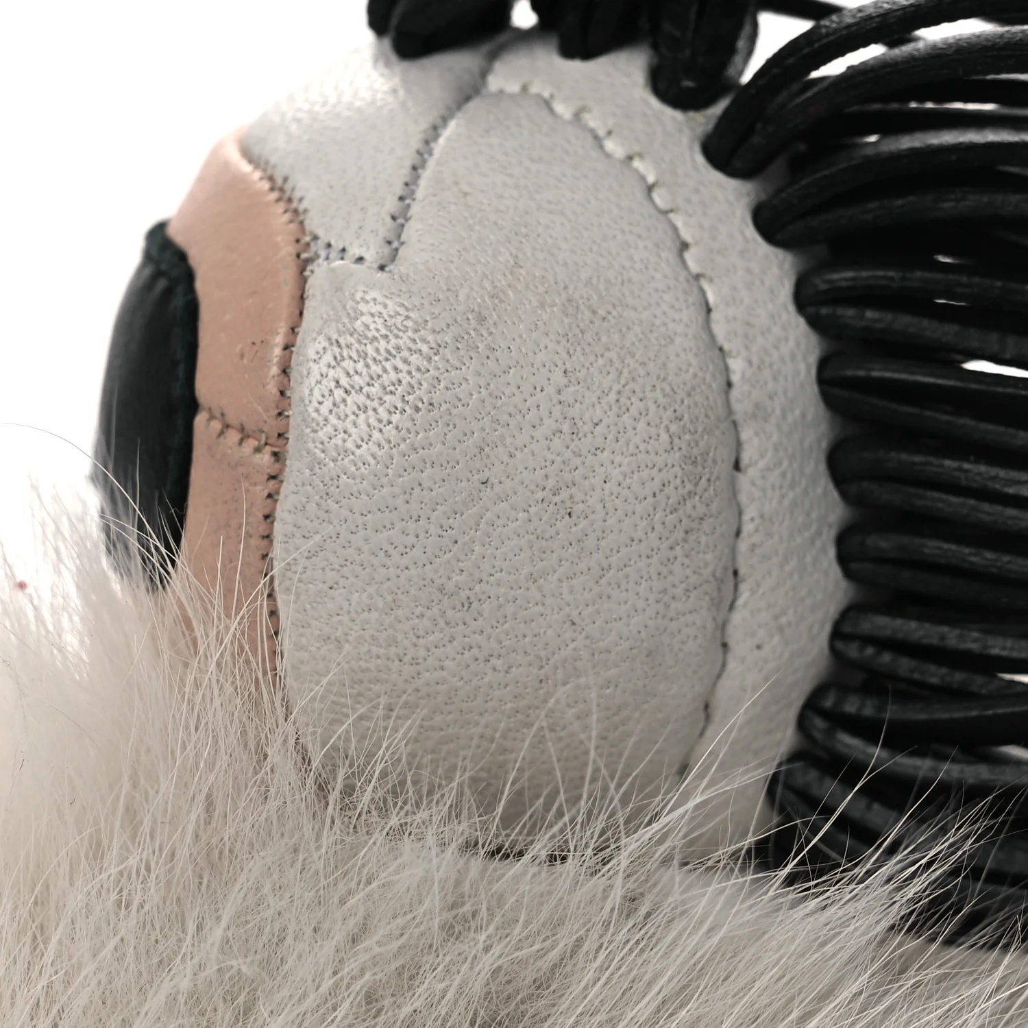 Lambskin Fox Fur Super Karlito Pom Pom Bag Charm Black White - Image 6