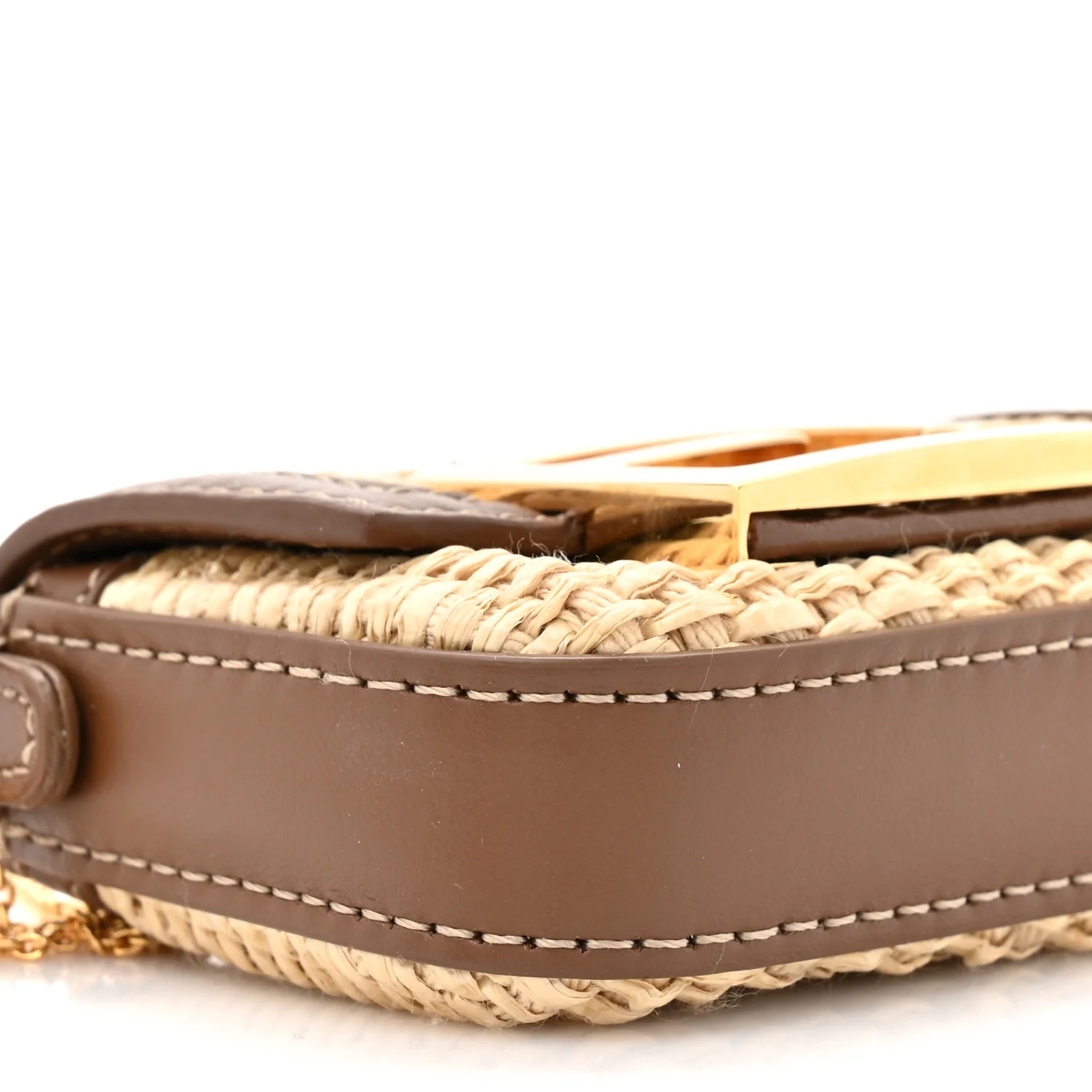 Macrame Crochet Vitello Grace Nano Maxi Buckle Baguette Charm Natural Gianduia - Image 17