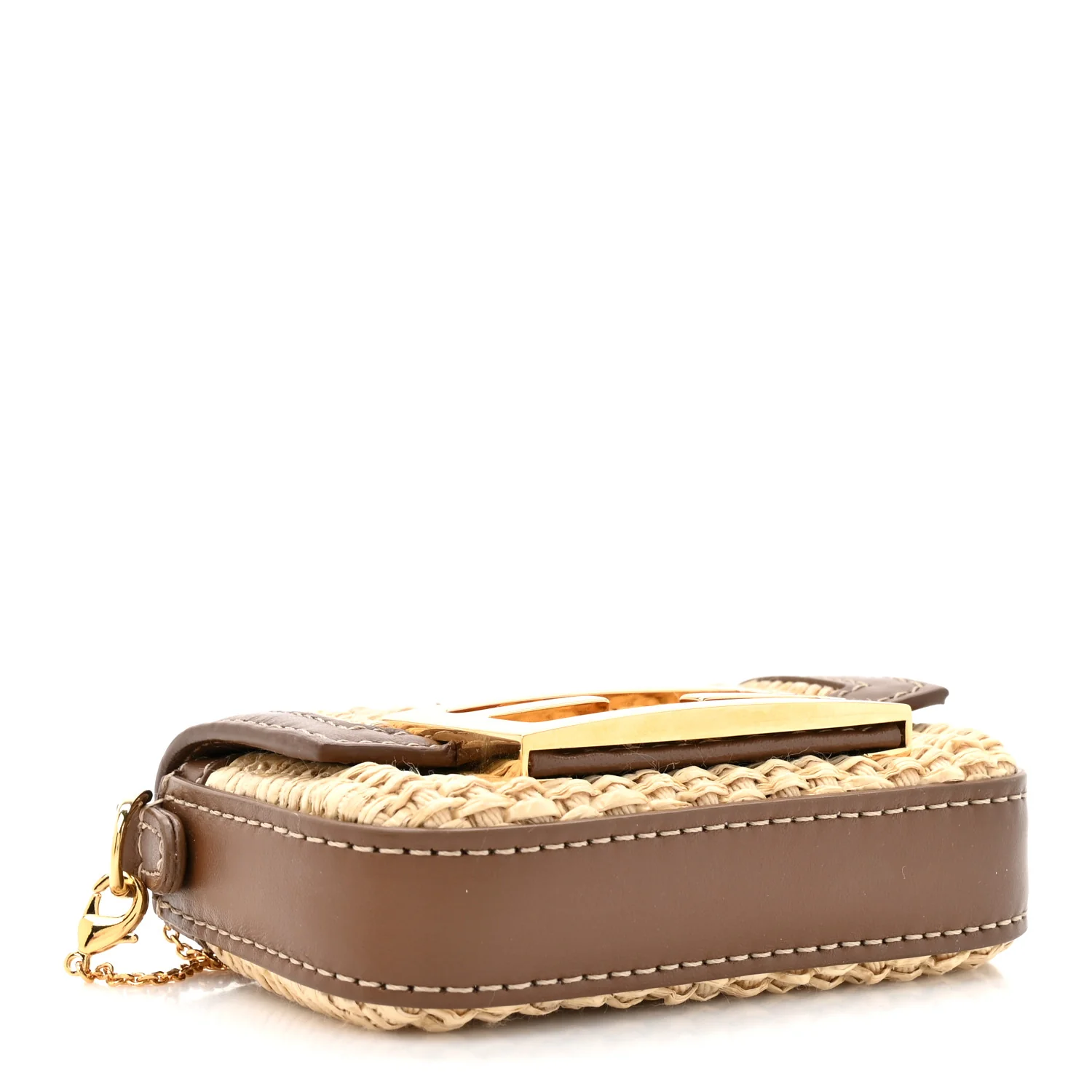 Macrame Crochet Vitello Grace Nano Maxi Buckle Baguette Charm Natural Gianduia - Image 6