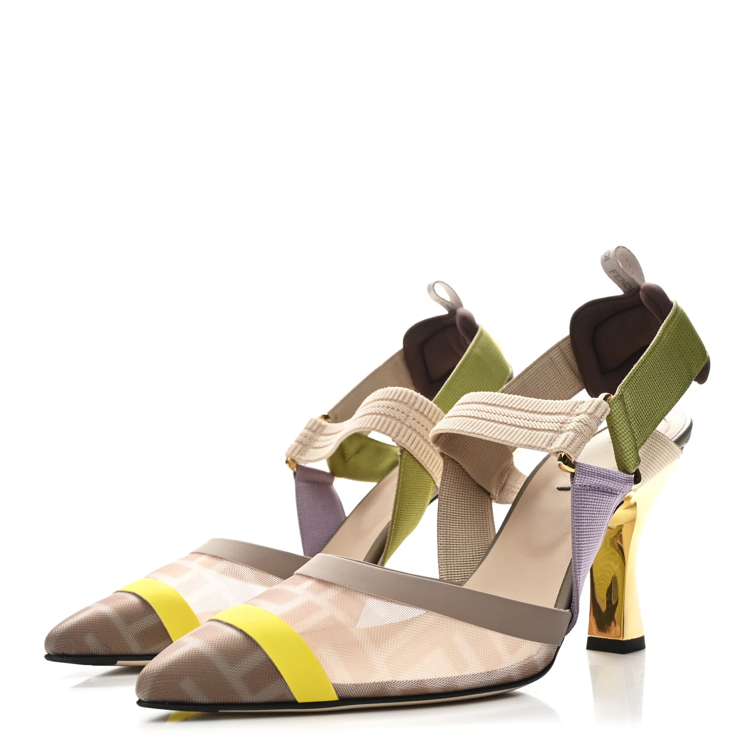 Mesh Vitello FF Colibri 100mm Slingback Pumps 39 Rose Multicoor - Image 4