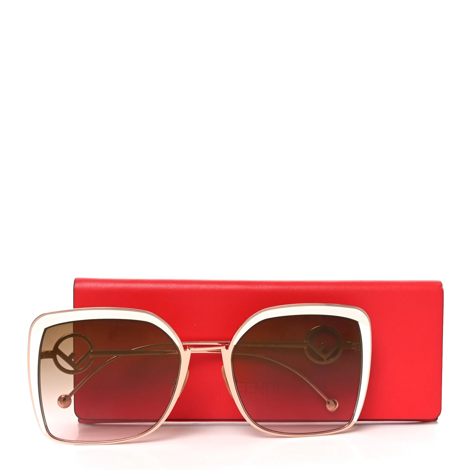 Metal Acetate F is Fendi Square Sunglasses FF 0294/S Rose Gold - Image 7