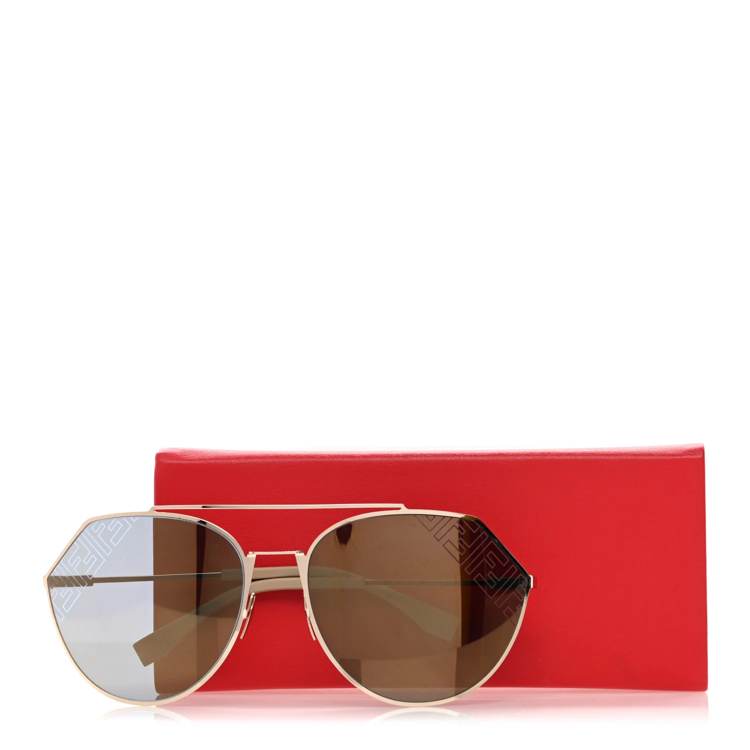 Metal Aviator Sunglasses FFM0074 Gold - Image 7