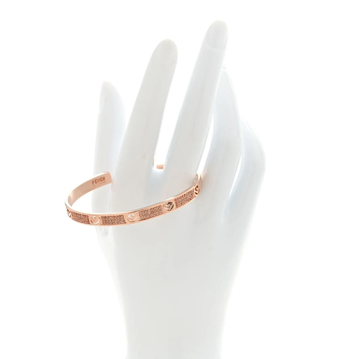 Metal Crystal F is Fendi Bracelet L Rose Gold - Image 2