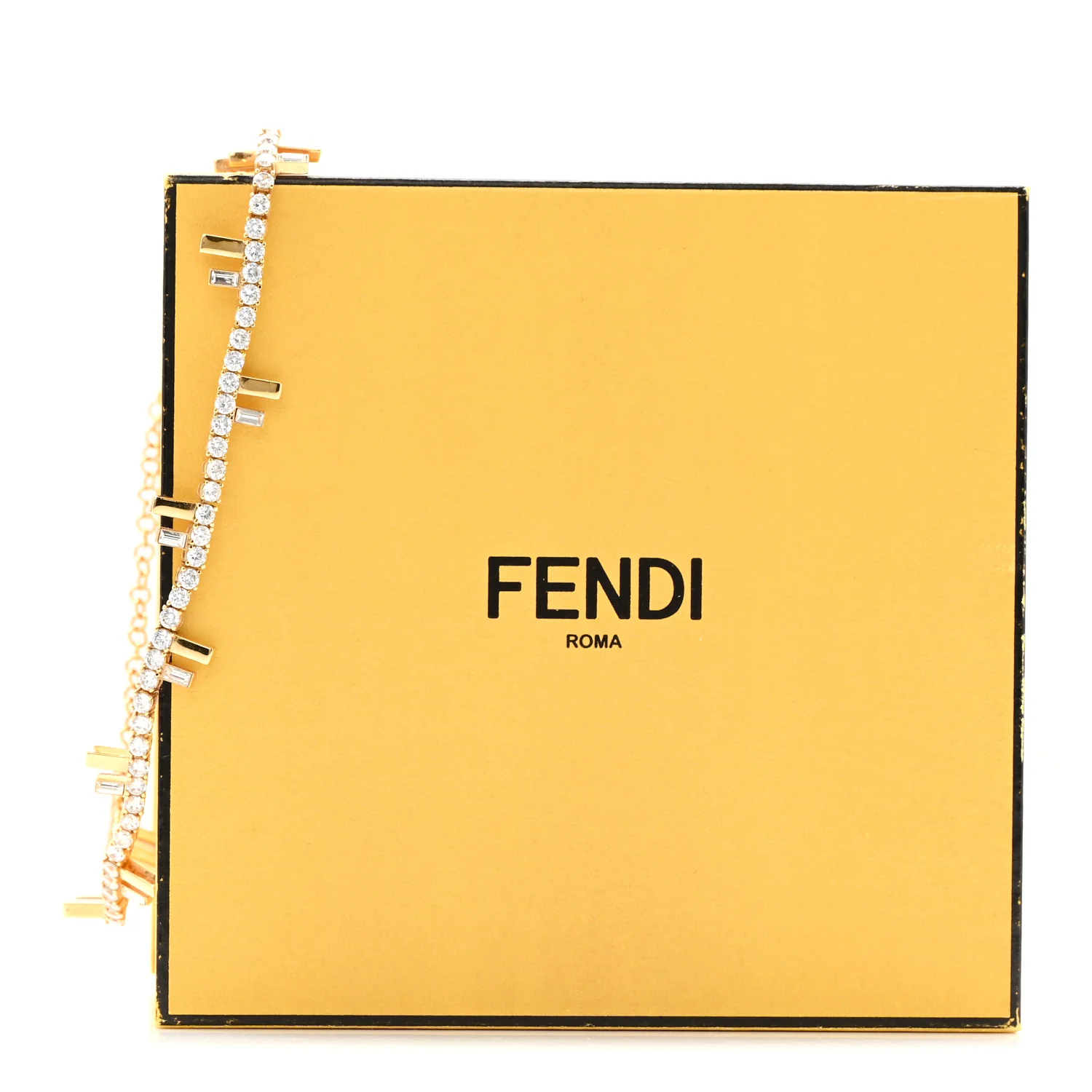 Metal Crystal Fendi First Tennis Choker Necklace Gold - Image 7