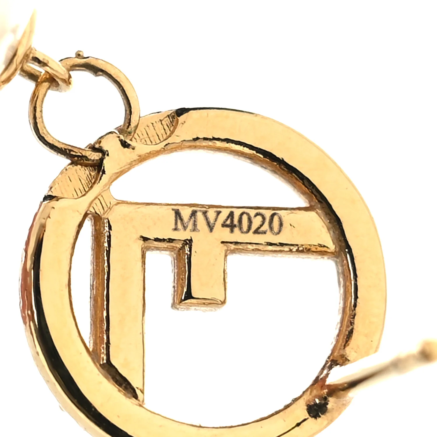 Metal Crystal Pearl Logo Drop Earrings Gold - Image 10