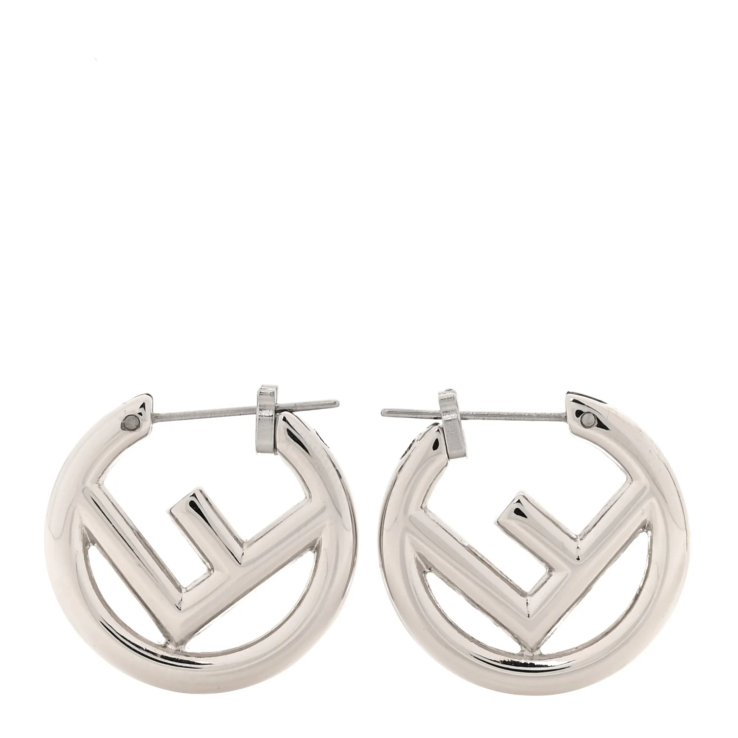 Metal F is Fendi Hoop Earrings Silver