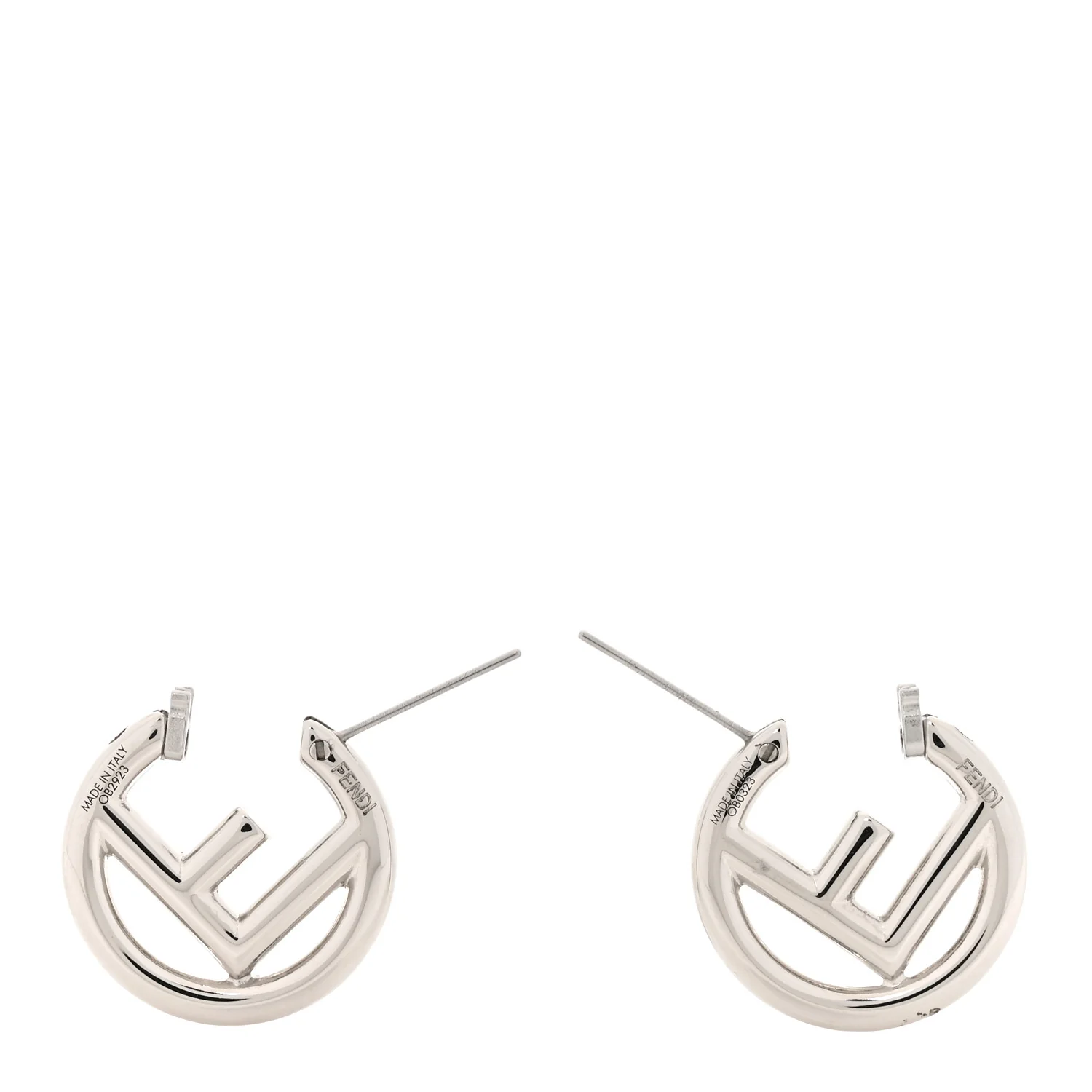 Metal F is Fendi Hoop Earrings Silver - Image 3
