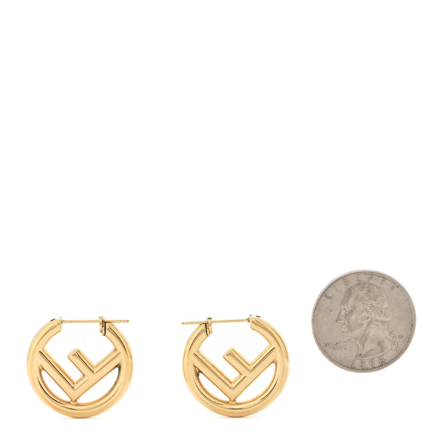 Metal FF Hoop Earrings Gold - Image 2