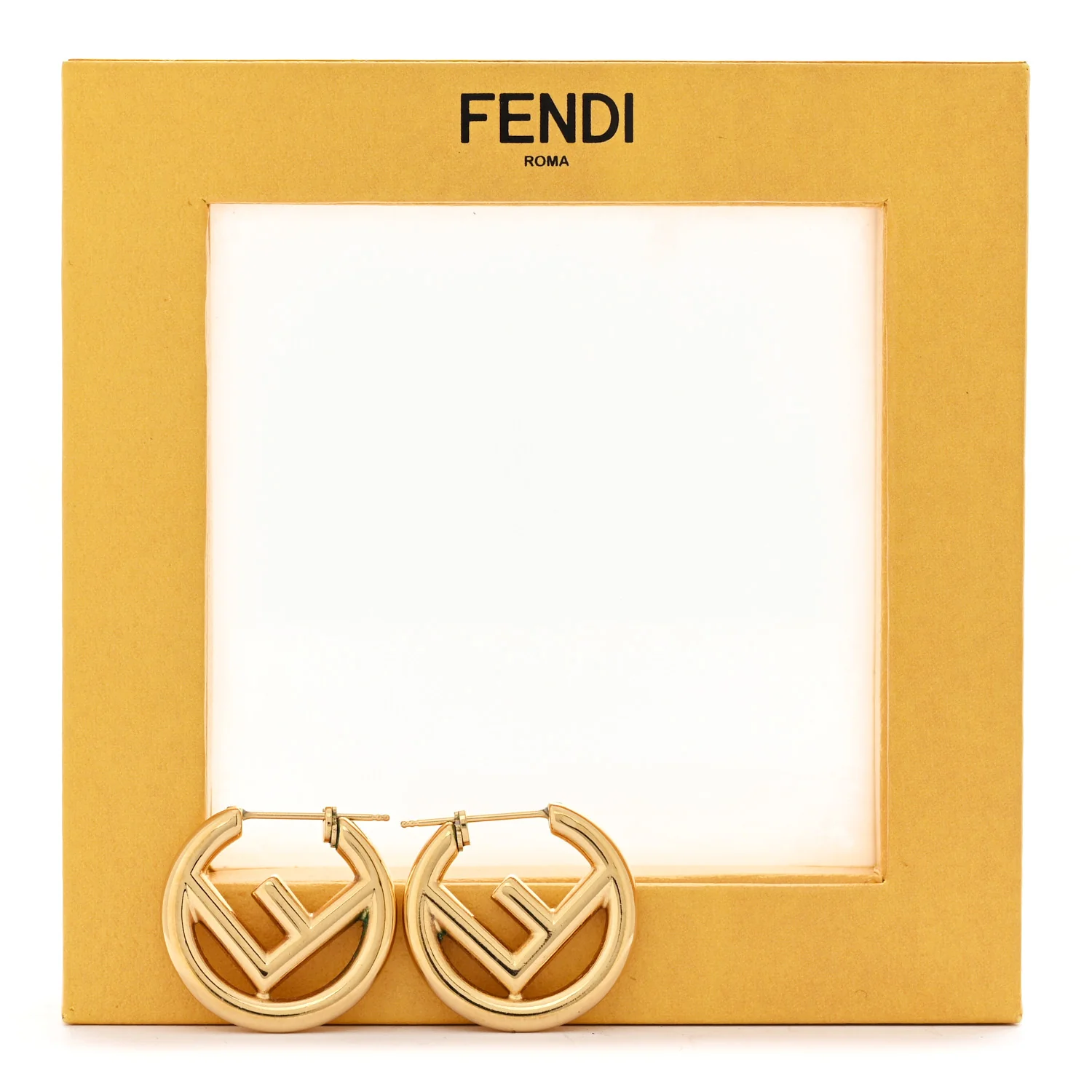 Metal FF Hoop Earrings Gold - Image 6