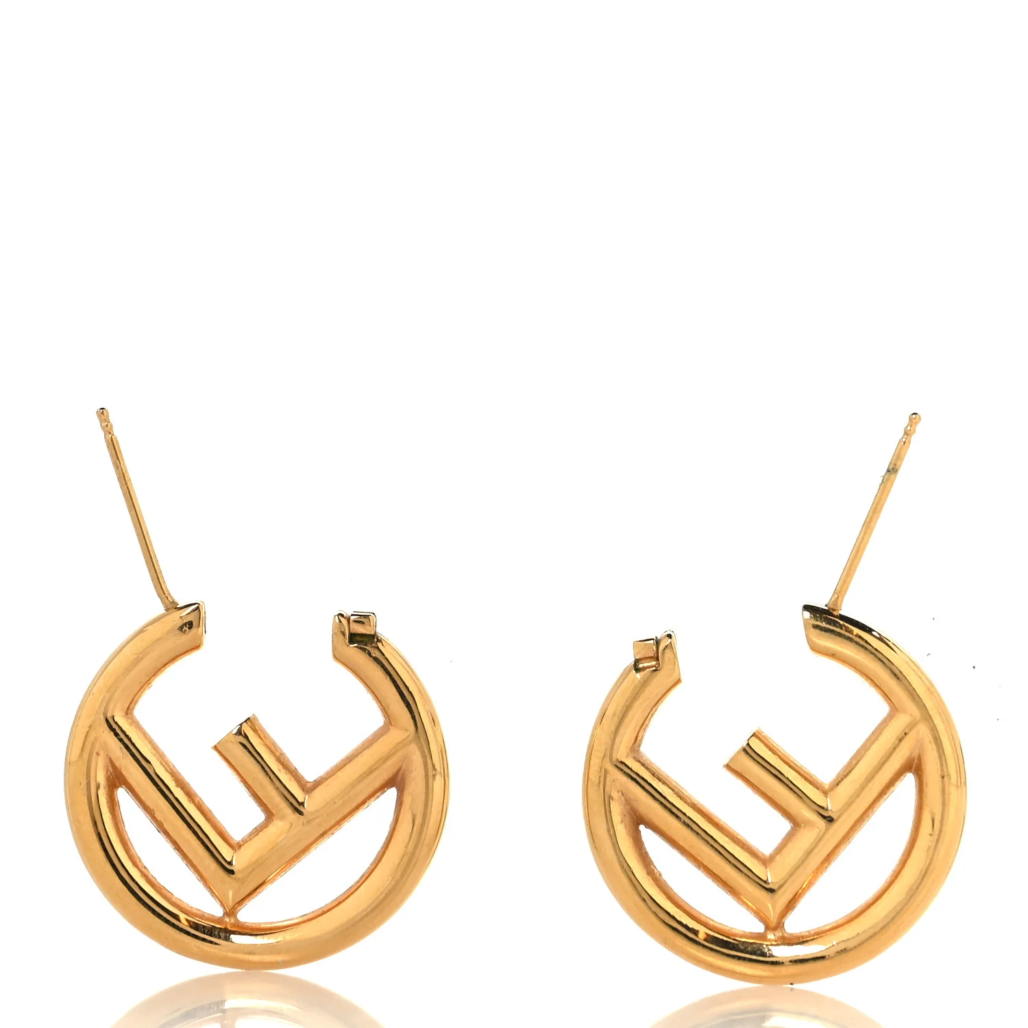 Metal FF Hoop Earrings Gold - Image 3