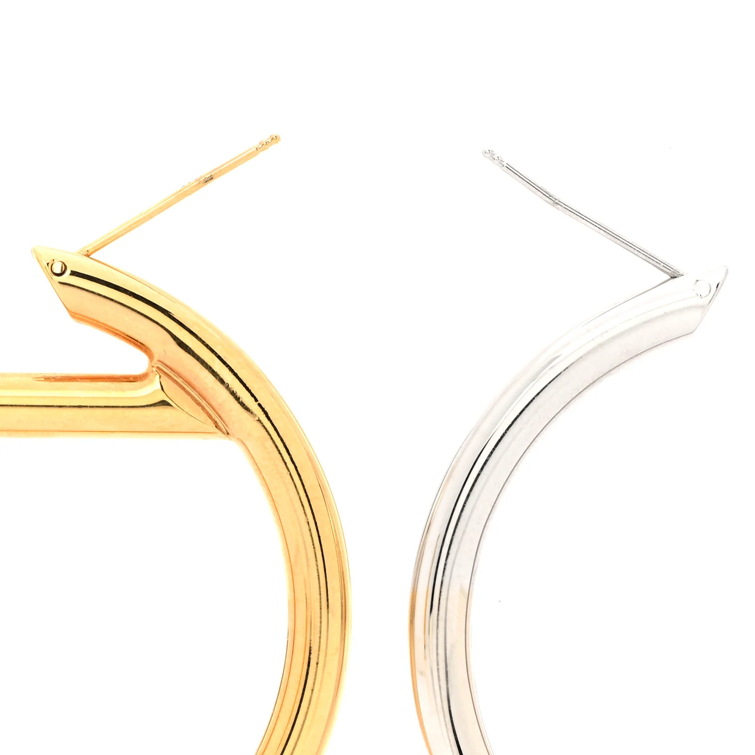 Metal FF Hoop Earrings Gold Silver - Image 3