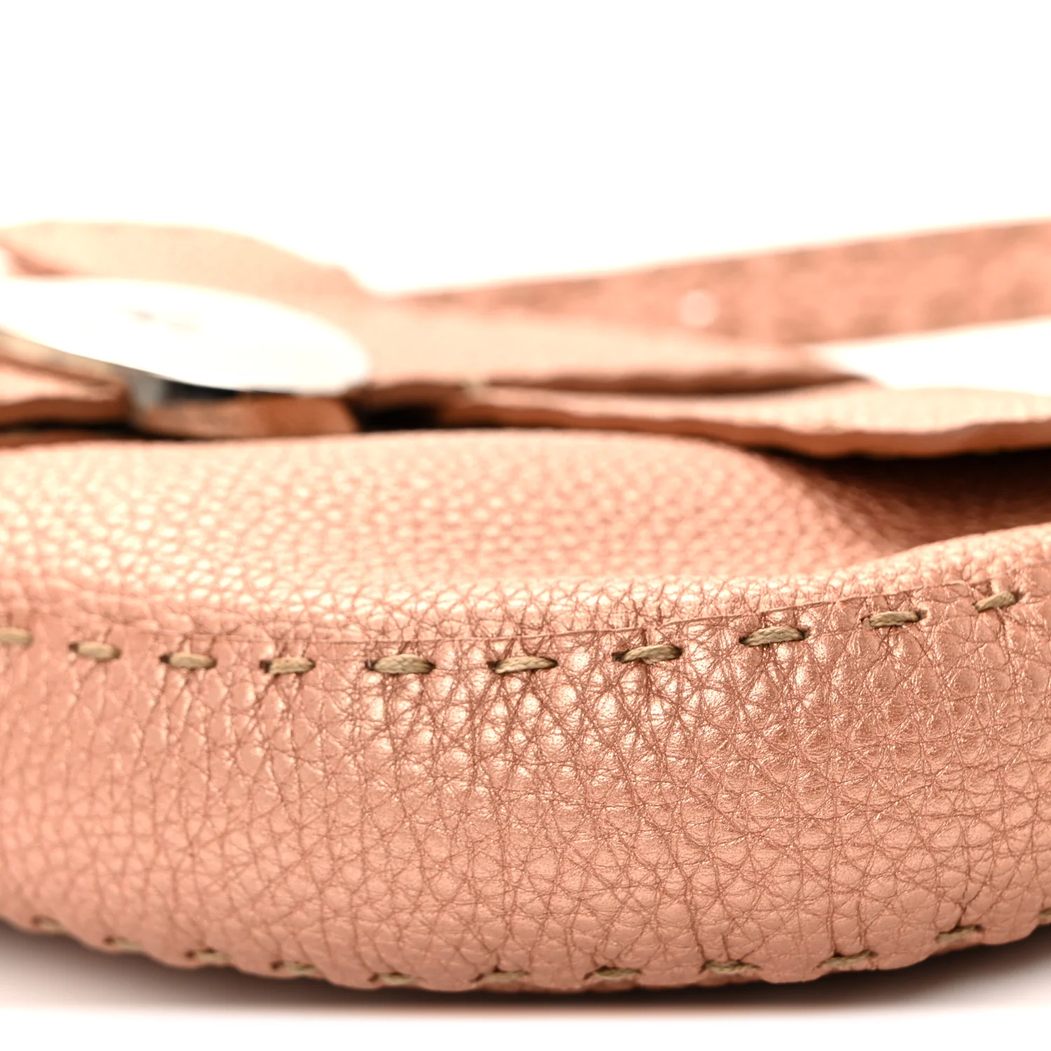 Metallic Calfskin Romano Selleria Flap Bag Bronzo - Image 10