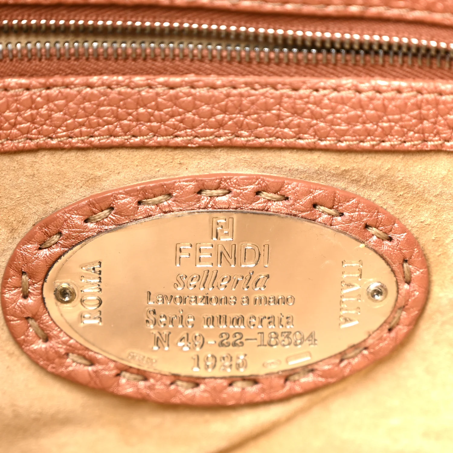 Metallic Calfskin Romano Selleria Flap Bag Bronzo - Image 6