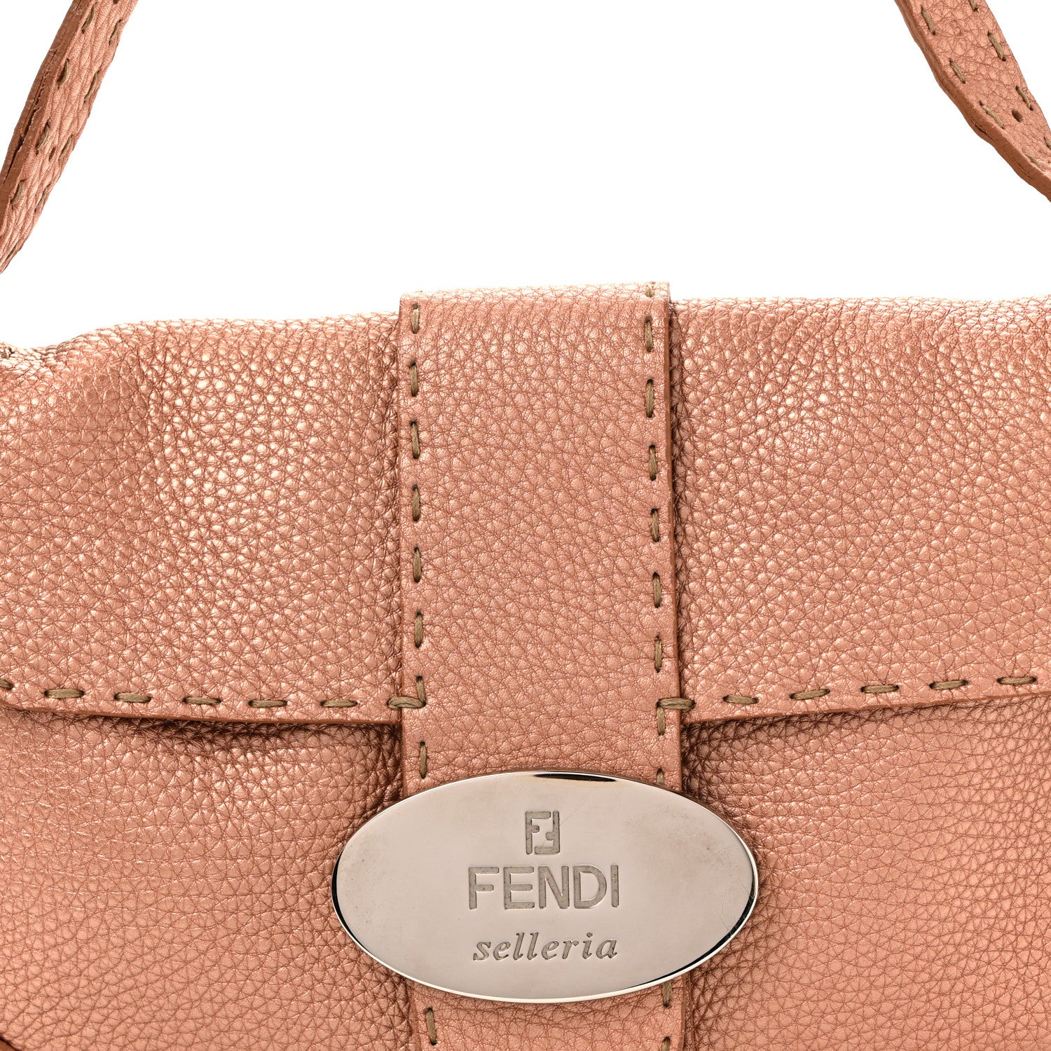 Metallic Calfskin Romano Selleria Flap Bag Bronzo - Image 8