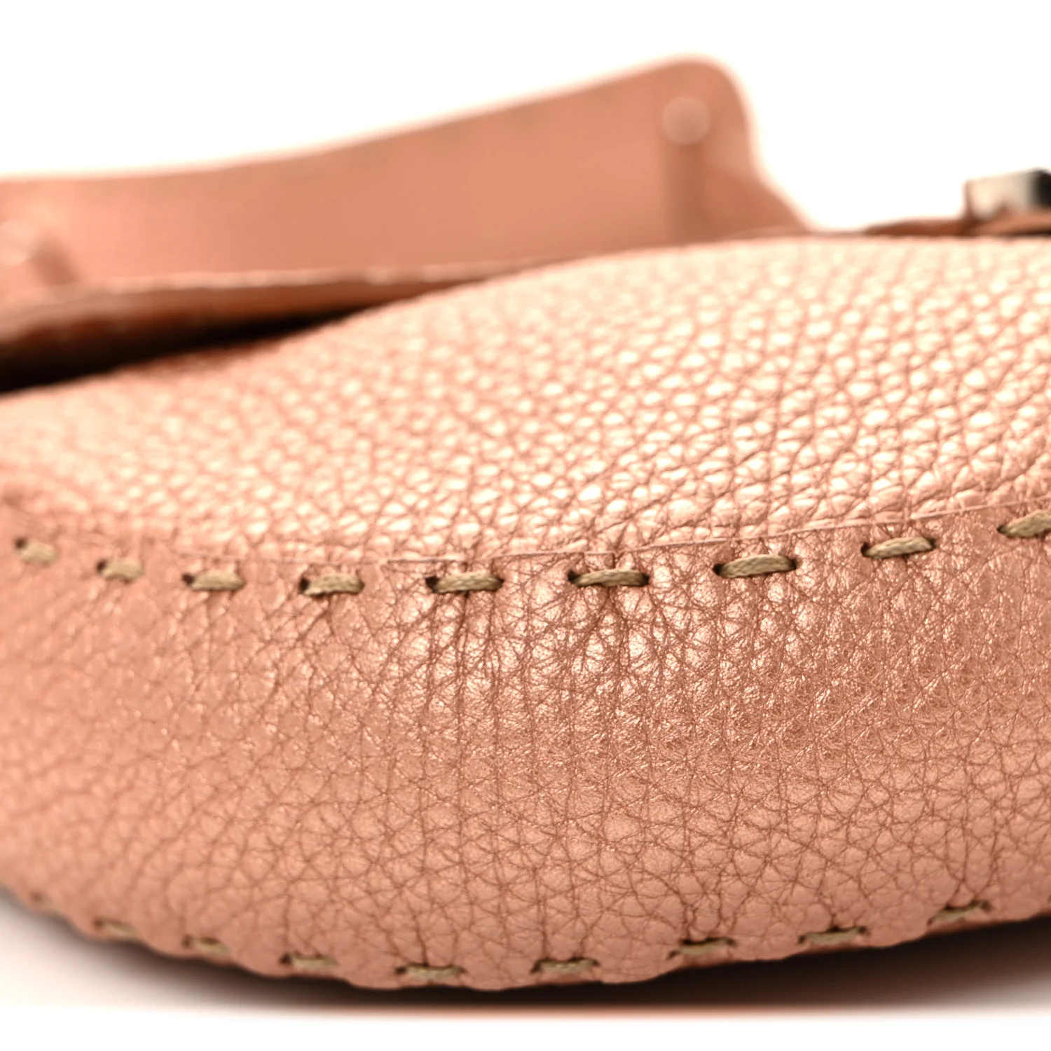 Metallic Calfskin Romano Selleria Flap Bag Bronzo - Image 9