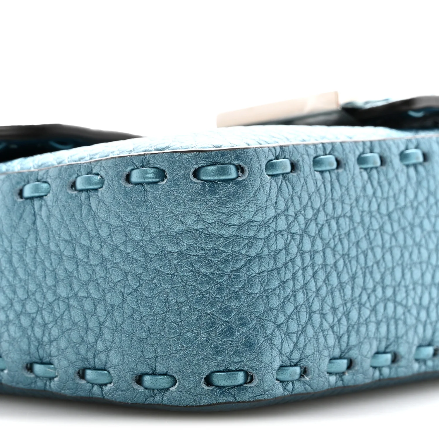 Metallic Cuoio Roma Sellerissima Nappa Sintetica Tape Stitch Mini Baguette Placca Argento - Image 8