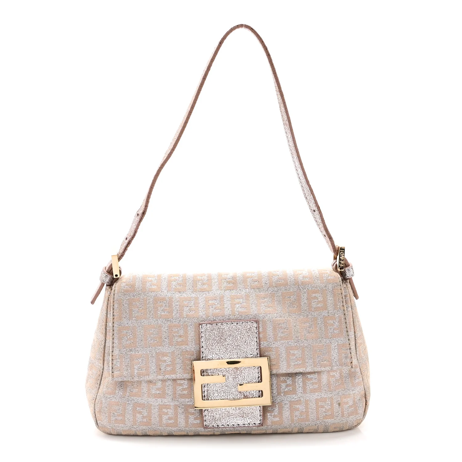 Metallic Jacquard Zucchino Suede Mini Mama Baguette Cipria Argento Grigio
