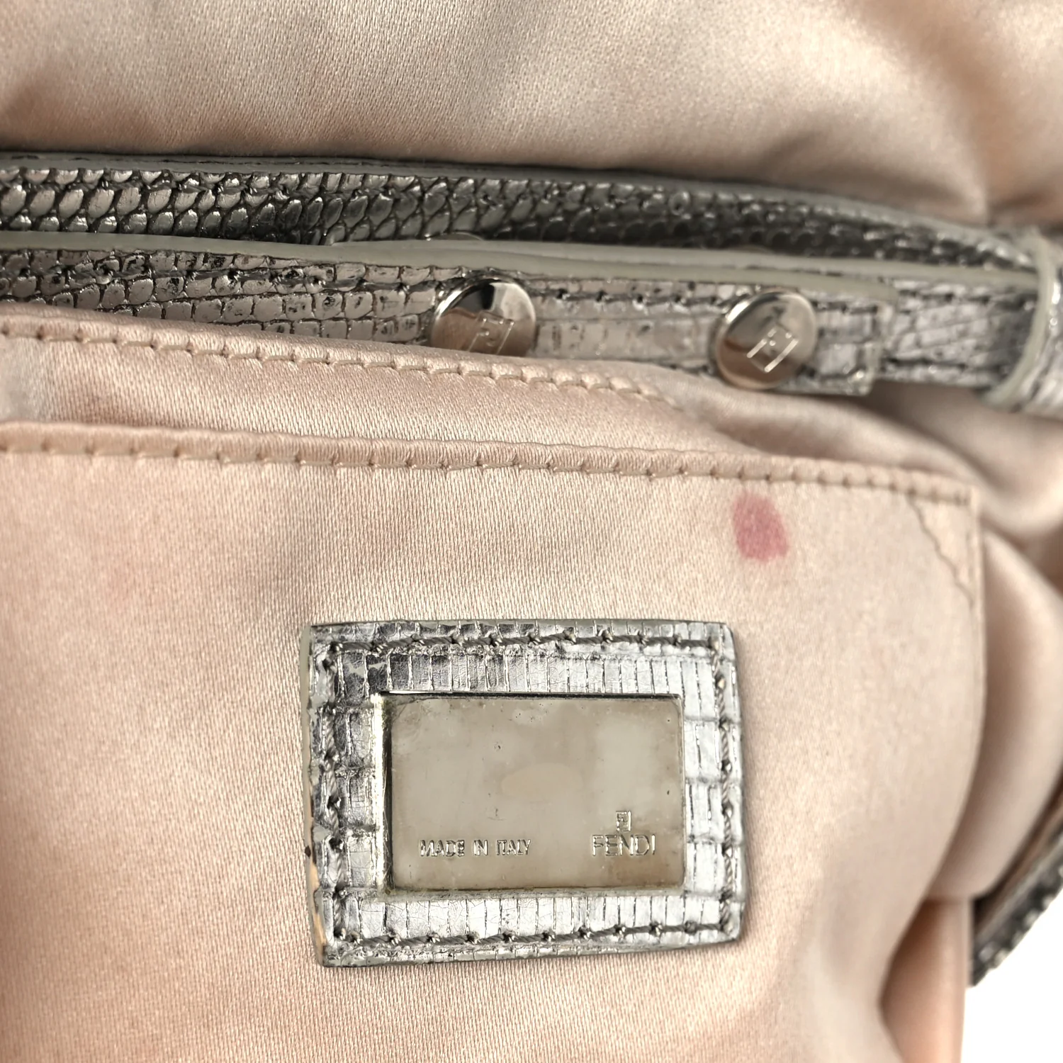 Metallic Lizard Beaded Embroidered Mini Baguette Grey - Image 8