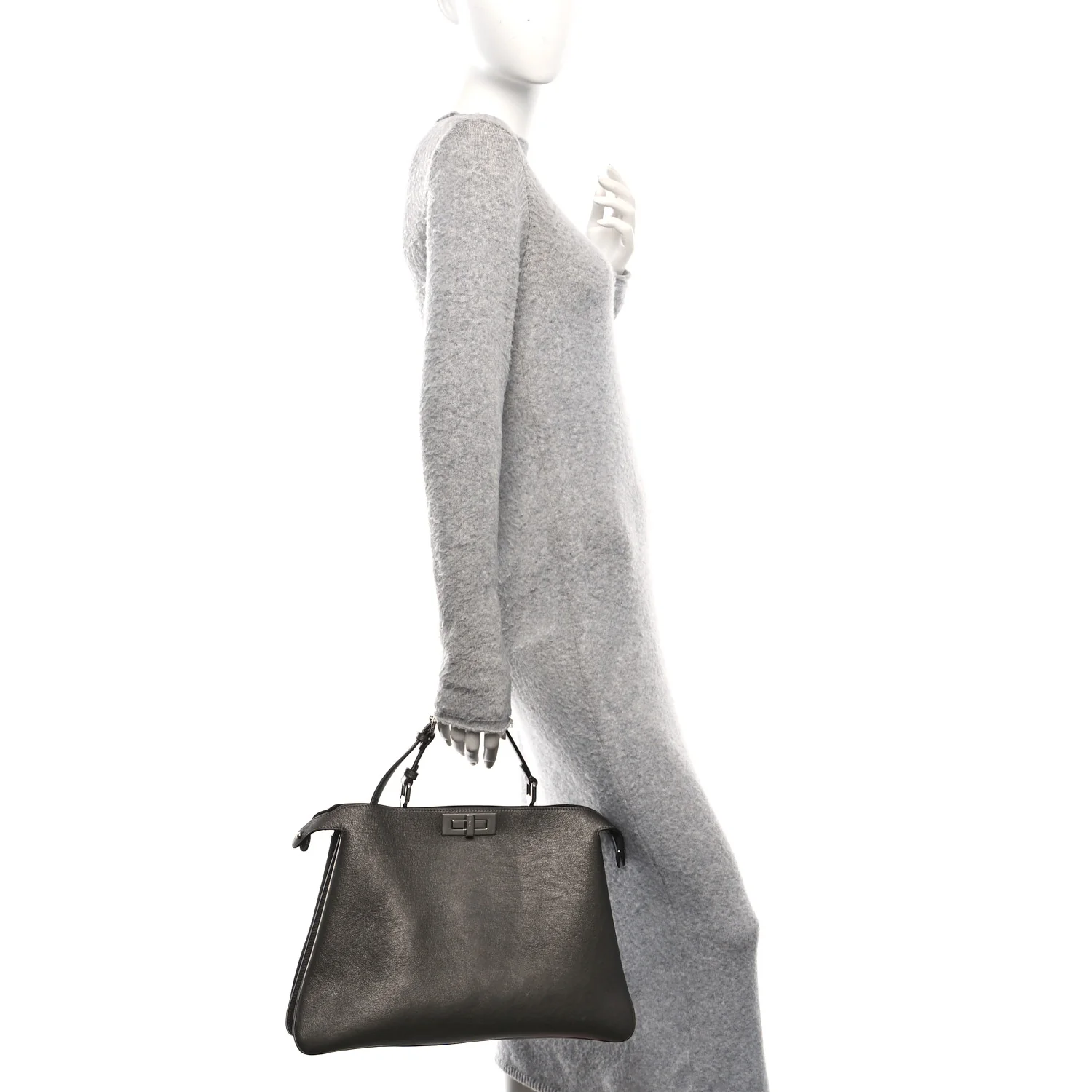 Metallic Vitello Large Soft Peekaboo Tortora - Image 2