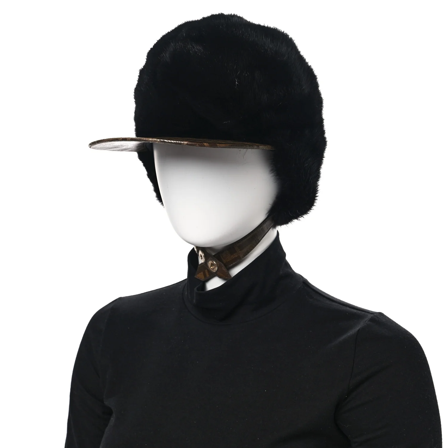 Mink Glazed Fabric FF Cap Hat M Black Tobacco - Image 3