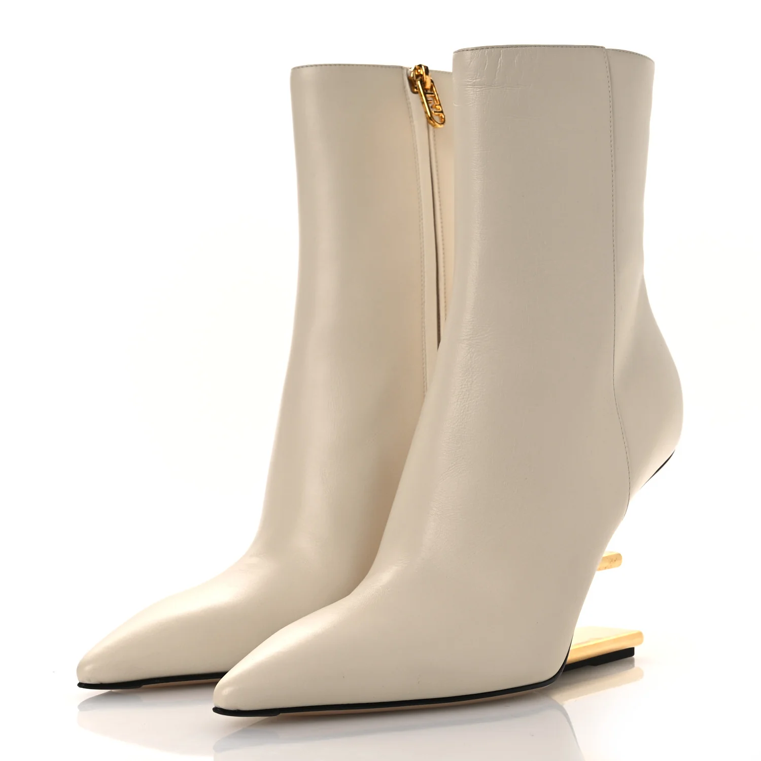 Nappa Fendi First 95mm Pointed Booties 39.5 White - Image 4