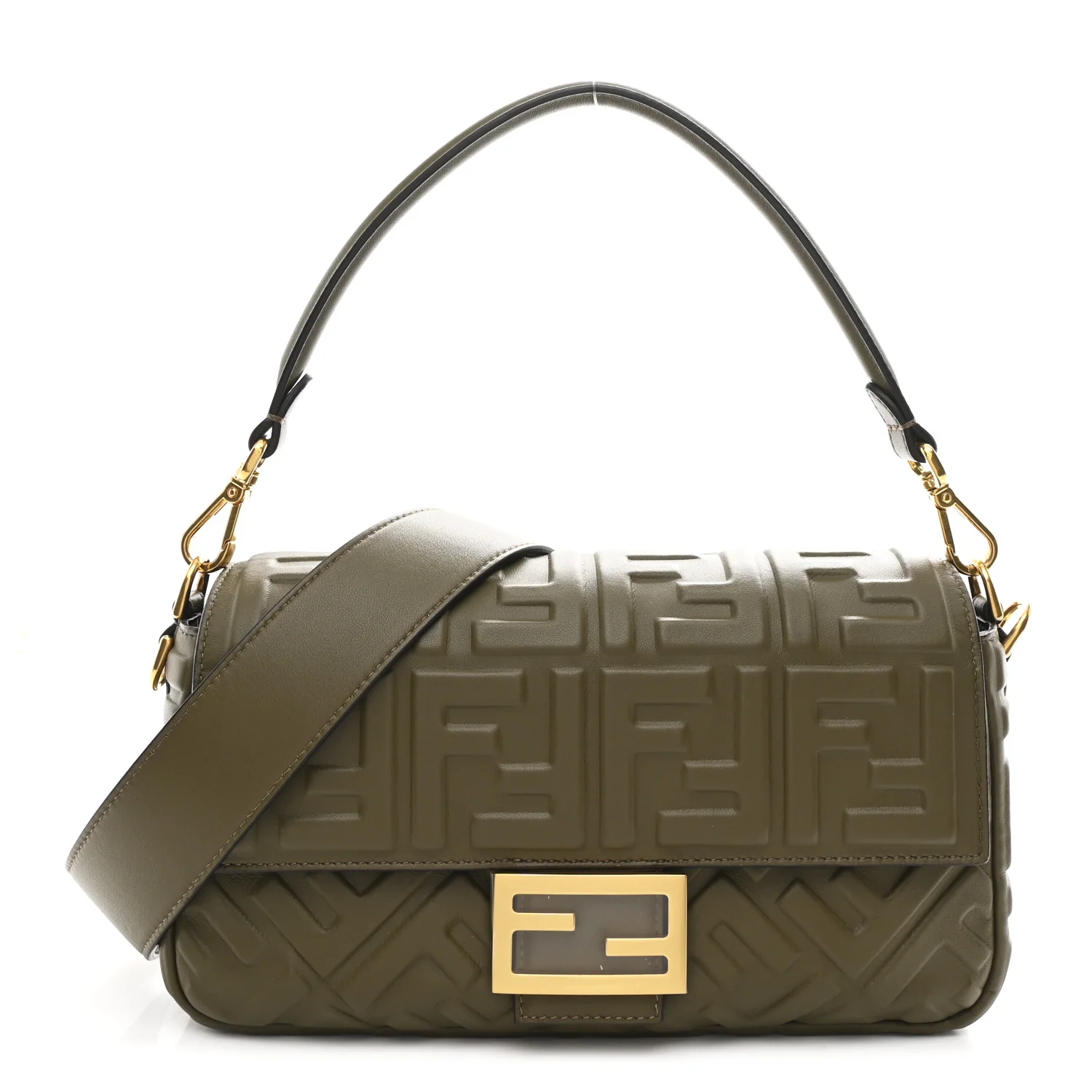 Nappa FF 1974 Embossed Baguette Avocado