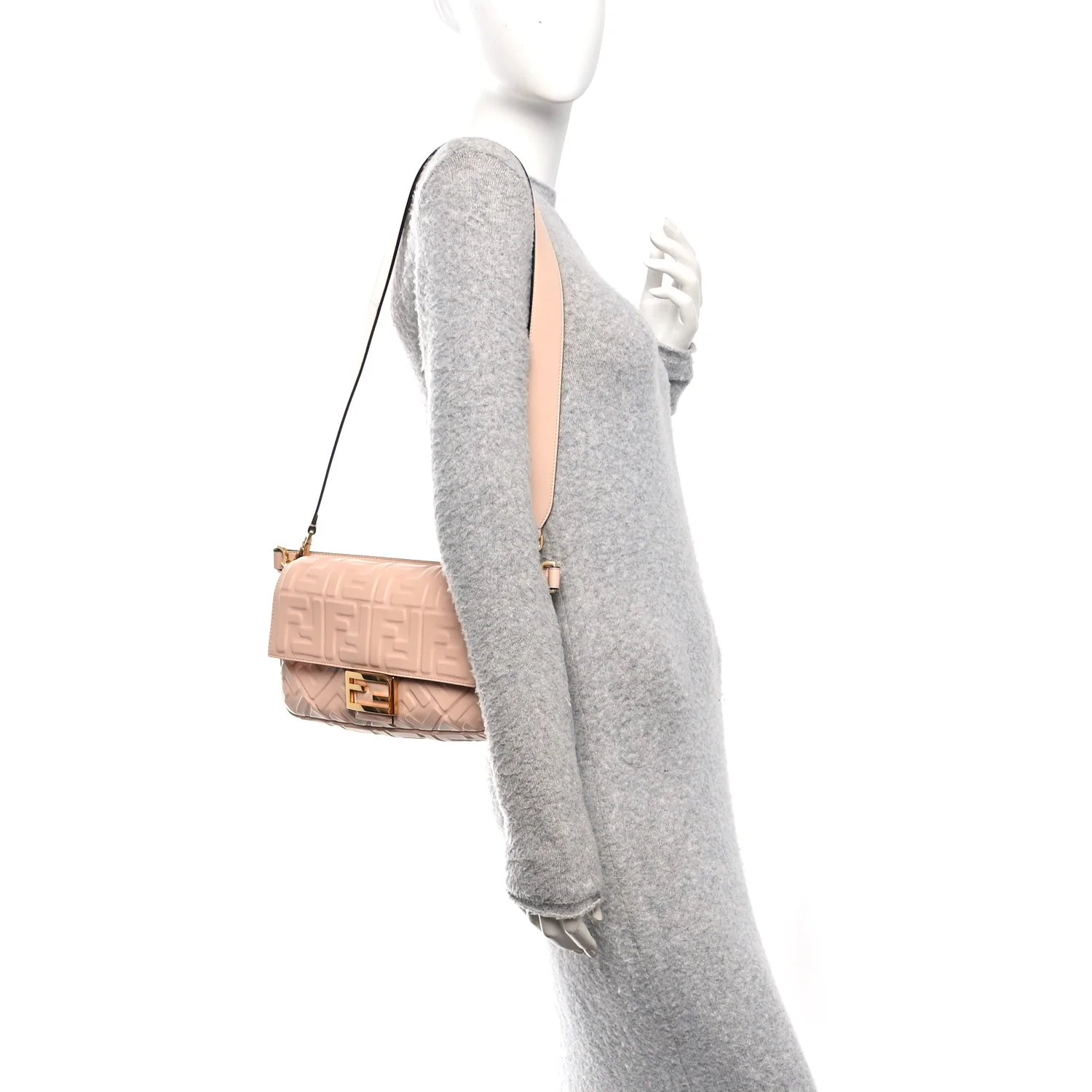 Nappa FF 1974 Embossed Baguette Baby Pink - Image 2